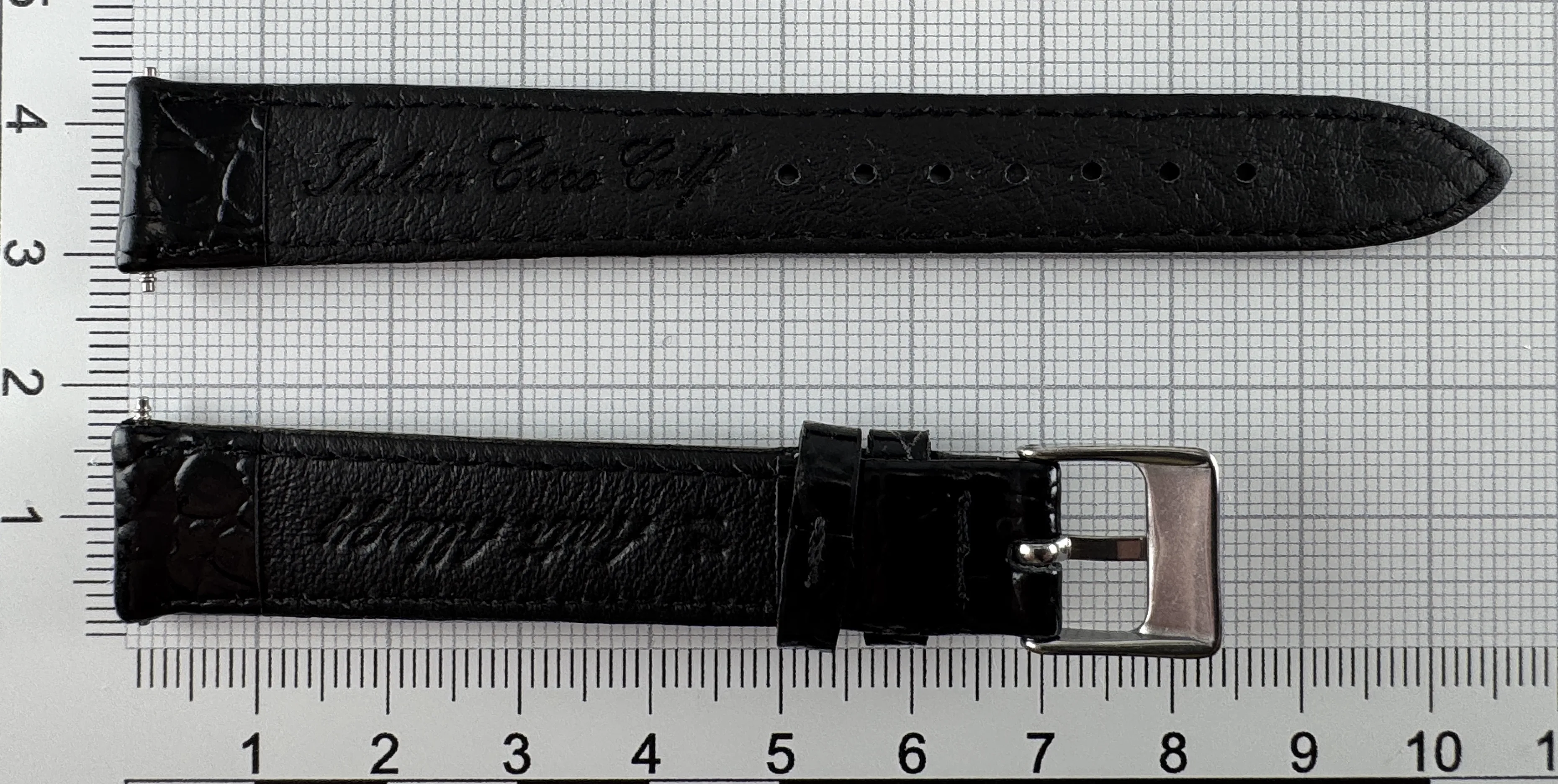 Uhrenarmband Leder 14mm schwarz - Kalbsleder mit Krokodilstruktur - 12mm Edelstahl Uhrenarmband Leder 14mm schwarz - Kalbsleder mit Krokodilstruktur - 12mm Edelstahl