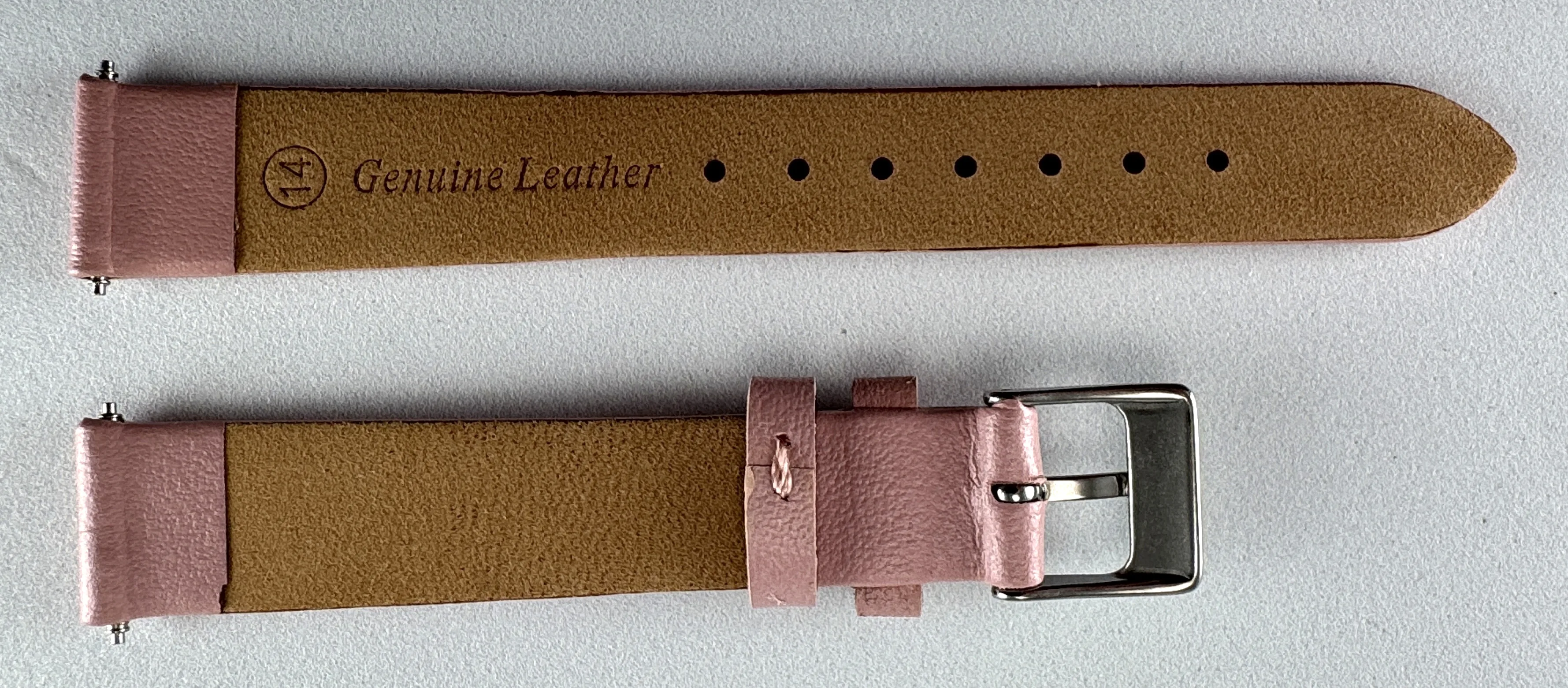 Uhrenarmband Damen 14mm glattes Kalbsleder pink Schnalle silber