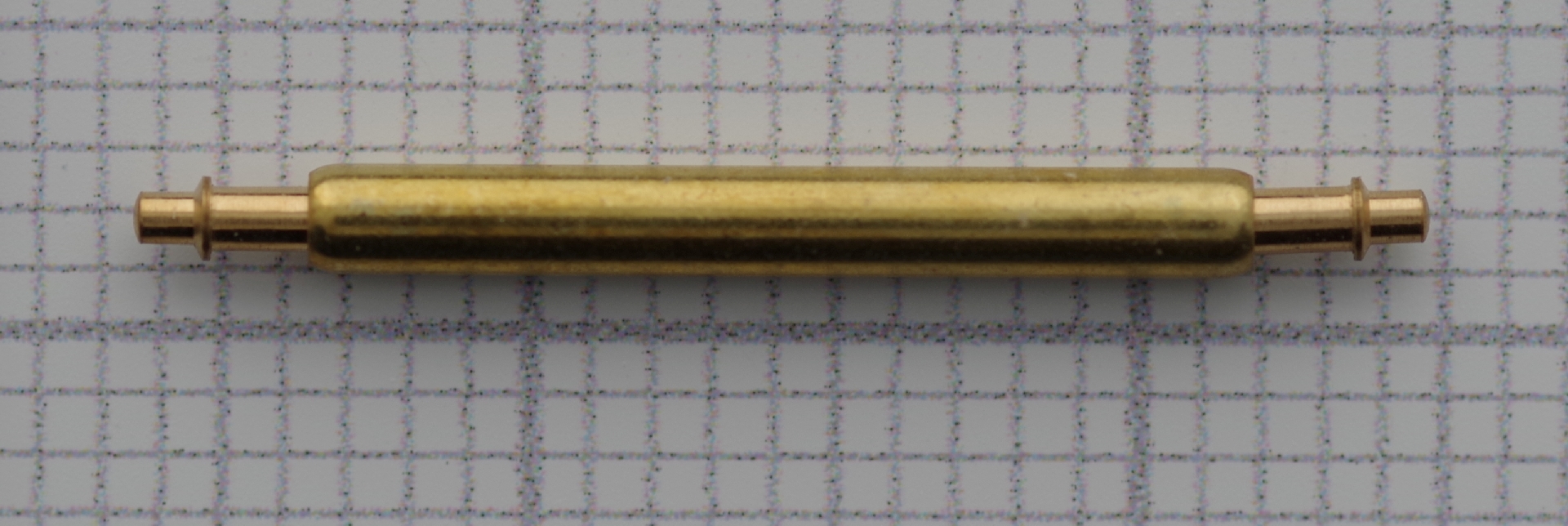 Goldfarbener Federsteg für Uhrenarmbänder mit einer Länge von 20 Millimetern.