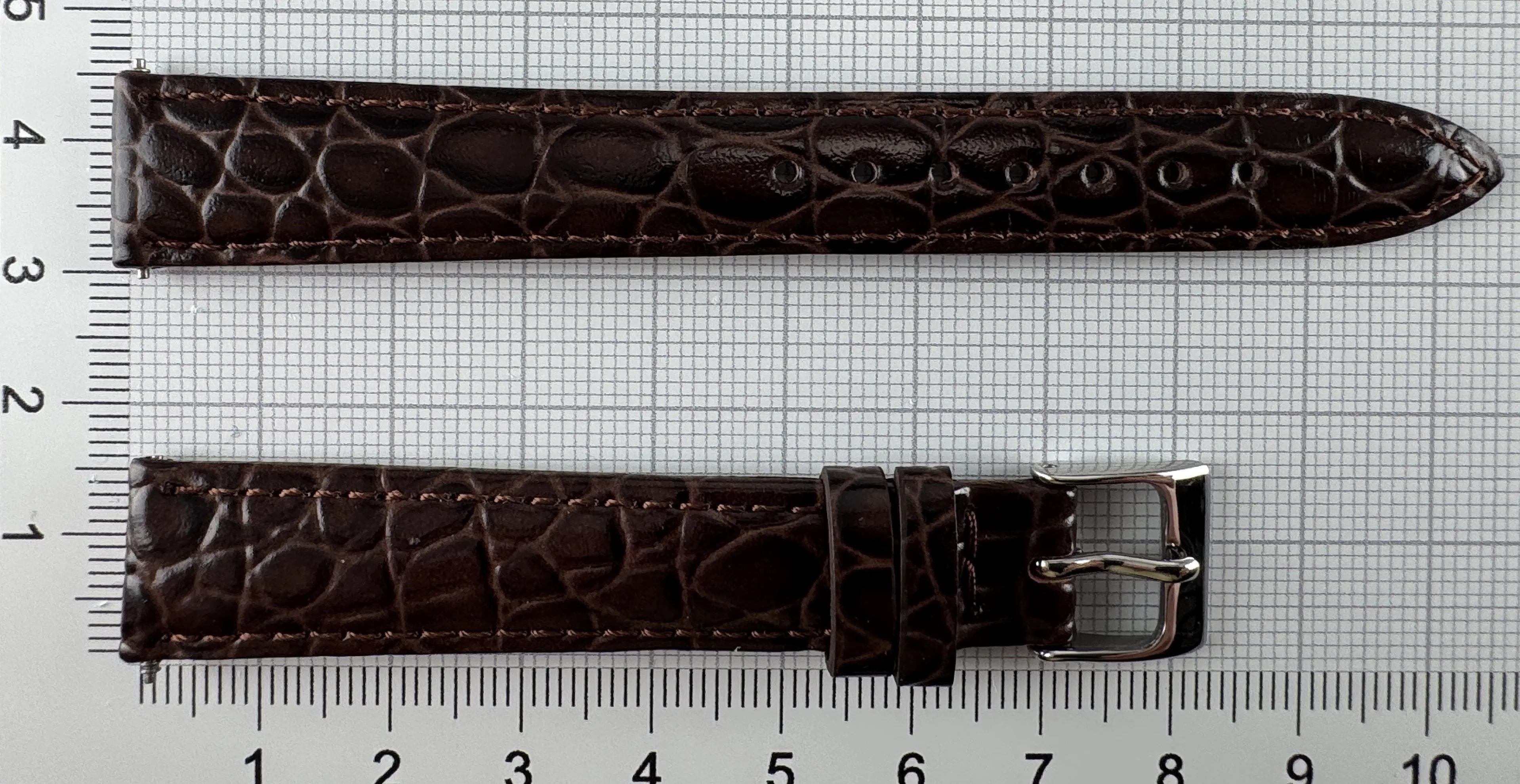 Uhrenarmband Leder 14mm braun - Kalbsleder mit Krokodilstruktur - 12mm Edelstahl Uhrenarmband Leder 14mm braun - Kalbsleder mit Krokodilstruktur - 12mm Edelstahl