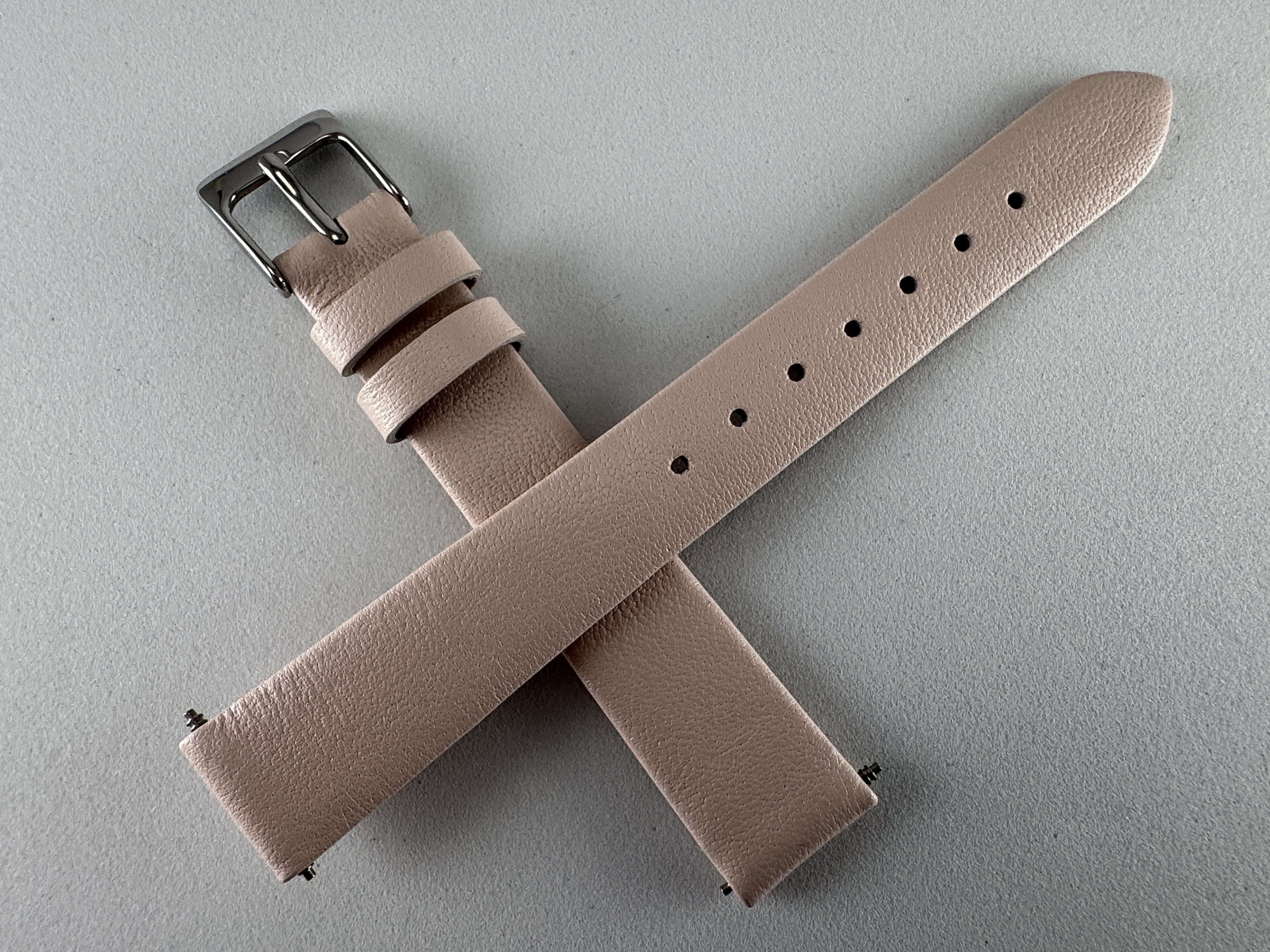 Uhrenarmband Damen 14mm glattes Kalbsleder bone Schnalle silber