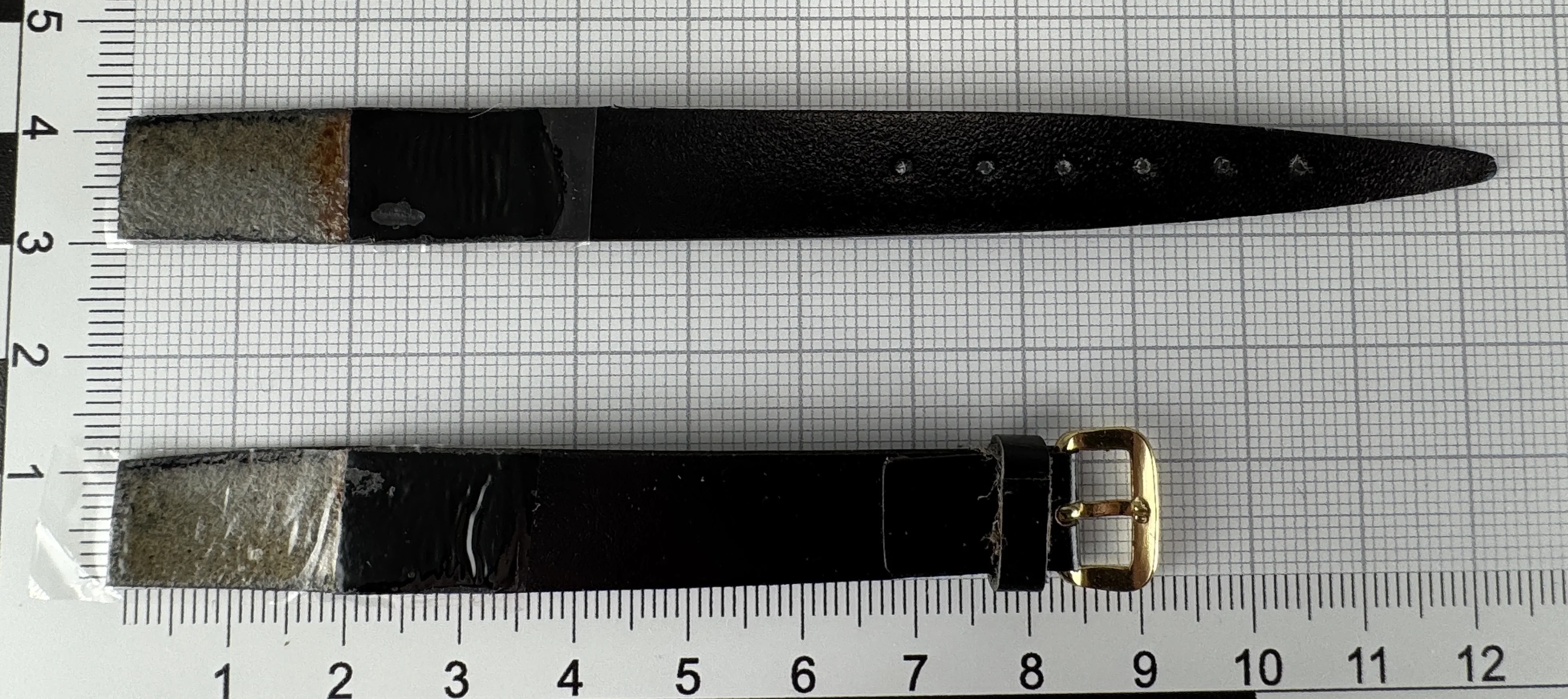 Uhrenarmband 12mm schwarz Kunstleder für feste Stege zum Kleben Uhrenarmband 12mm schwarz Kunstleder für feste Stege zum Kleben