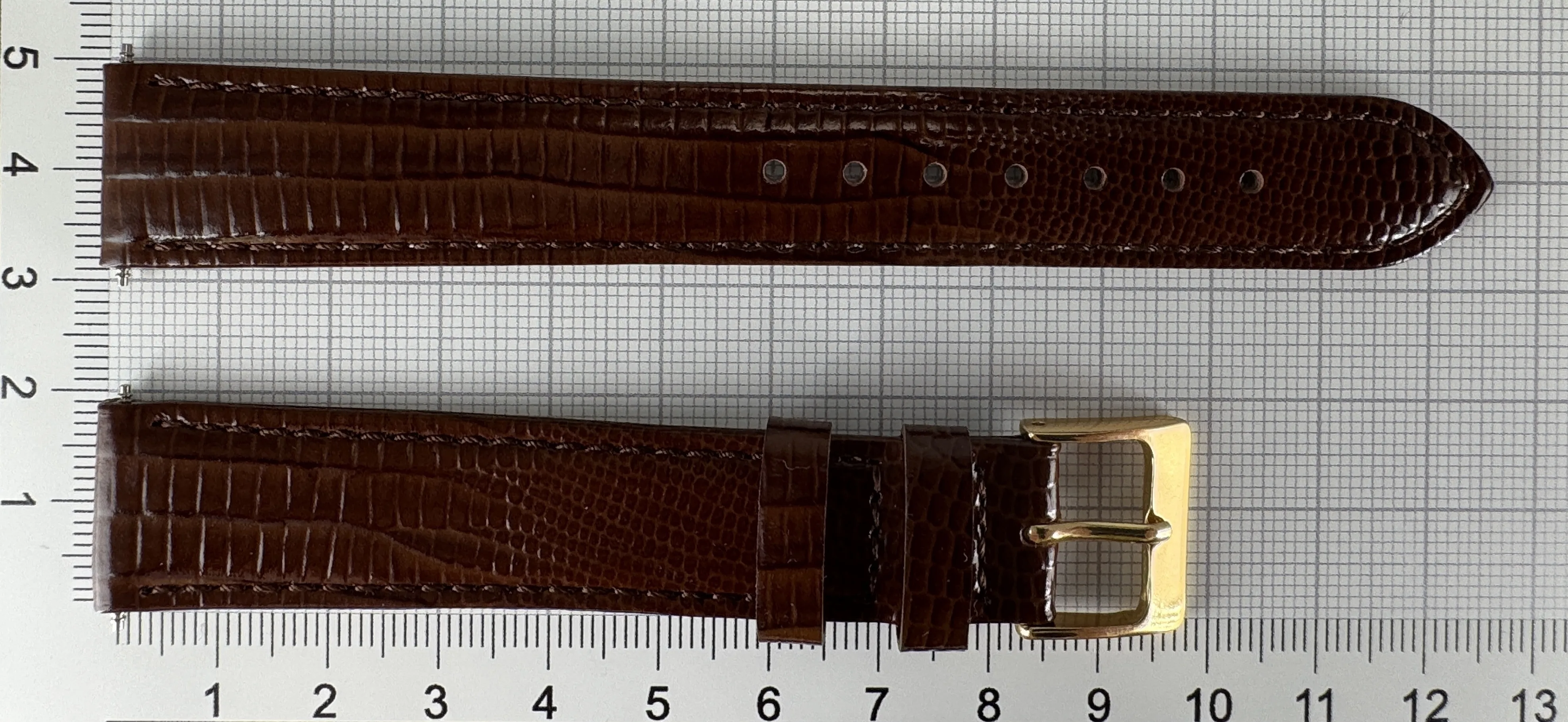 Uhrenarmband XL Leder 18mm braun - Kalbsleder mit Krokodilstruktur - 16mm vergoldet Uhrenarmband XL Leder 18mm braun - Kalbsleder mit Krokodilstruktur - 16mm vergoldet