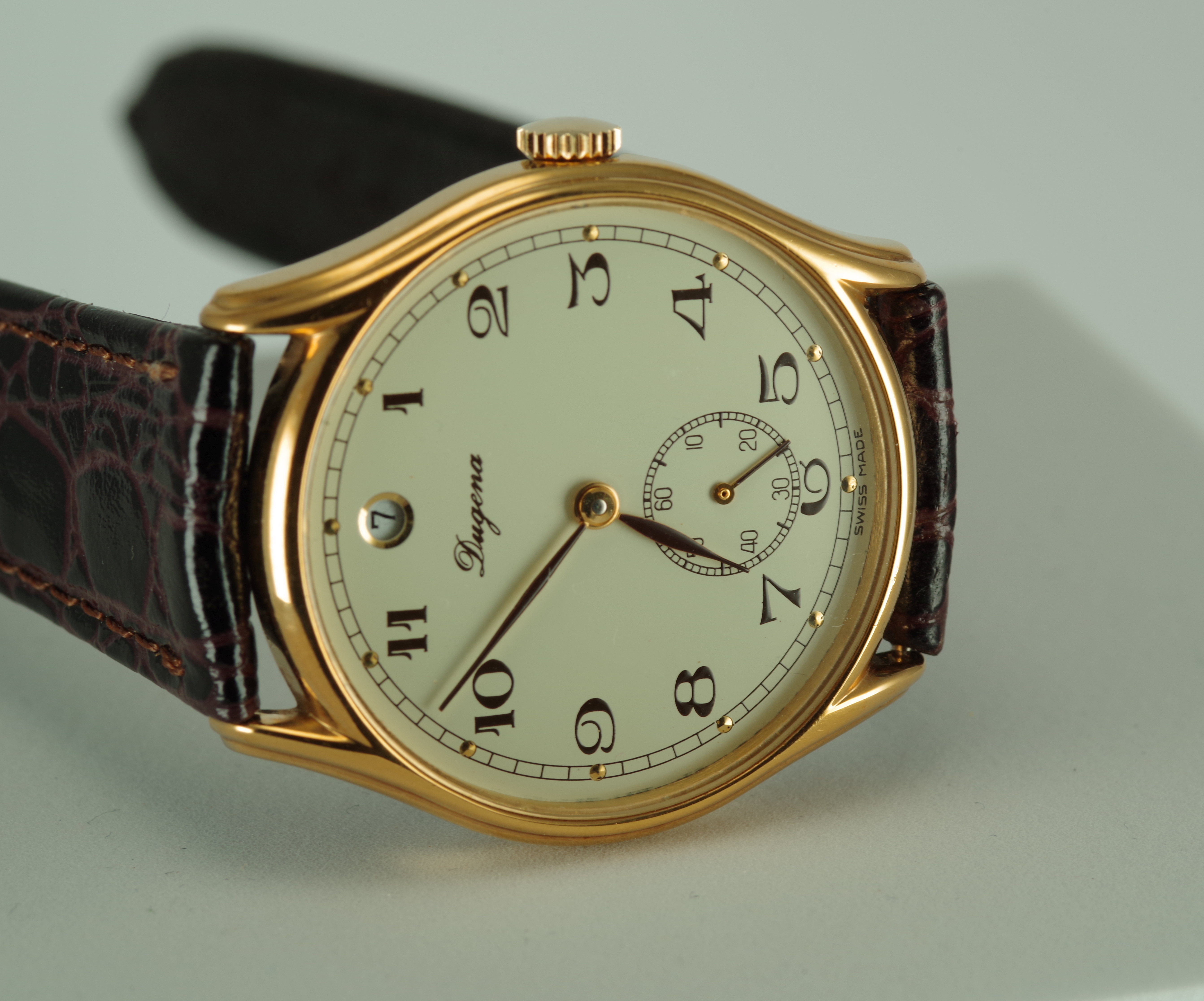 Dugena Vintage Handaufzug Unisex Datum bei 12 Uhr