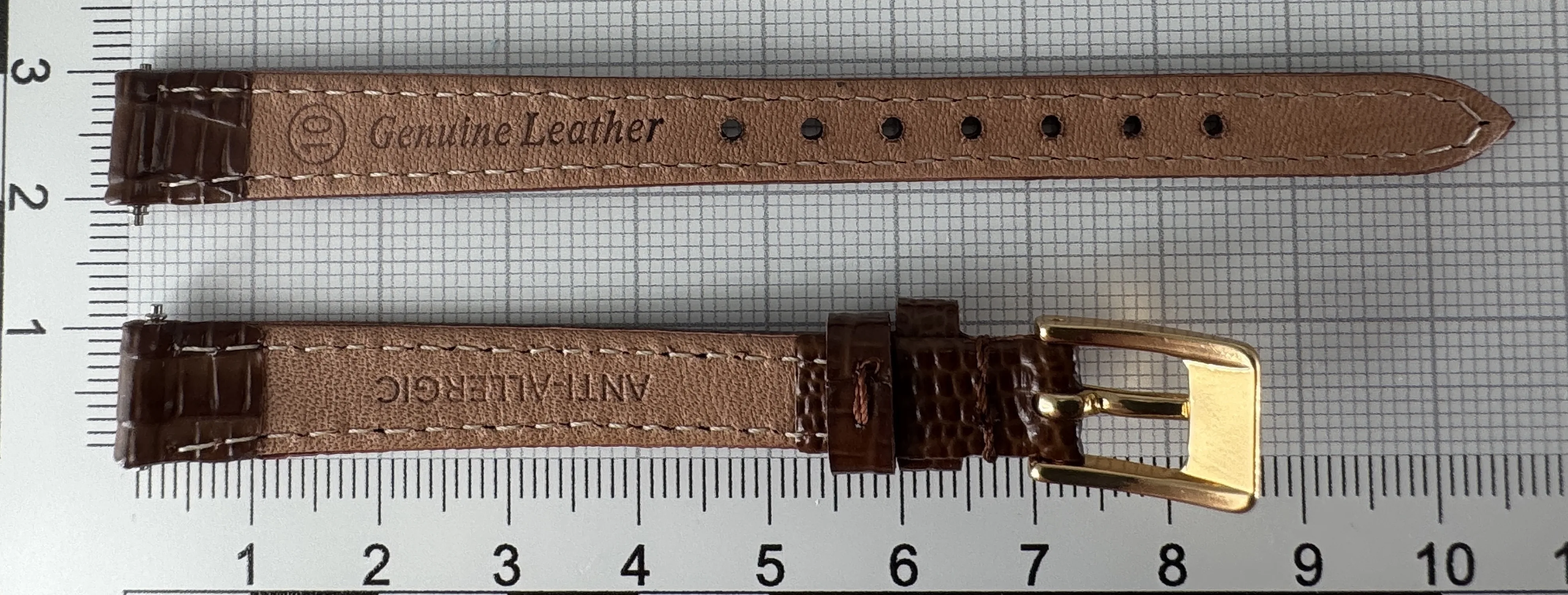 Uhrenarmband Leder 10mm braun gold Eidechsenstruktur