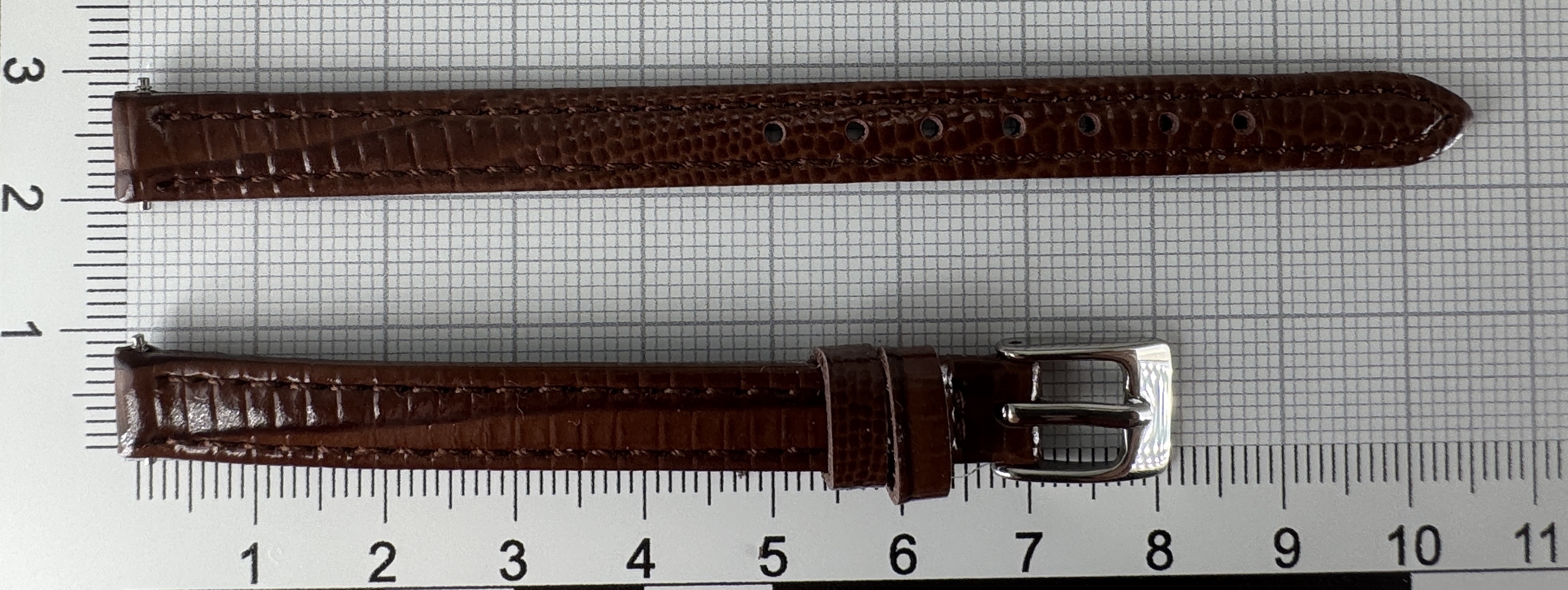 Uhrenarmband Leder 8mm braun silber Eidechsenstruktur