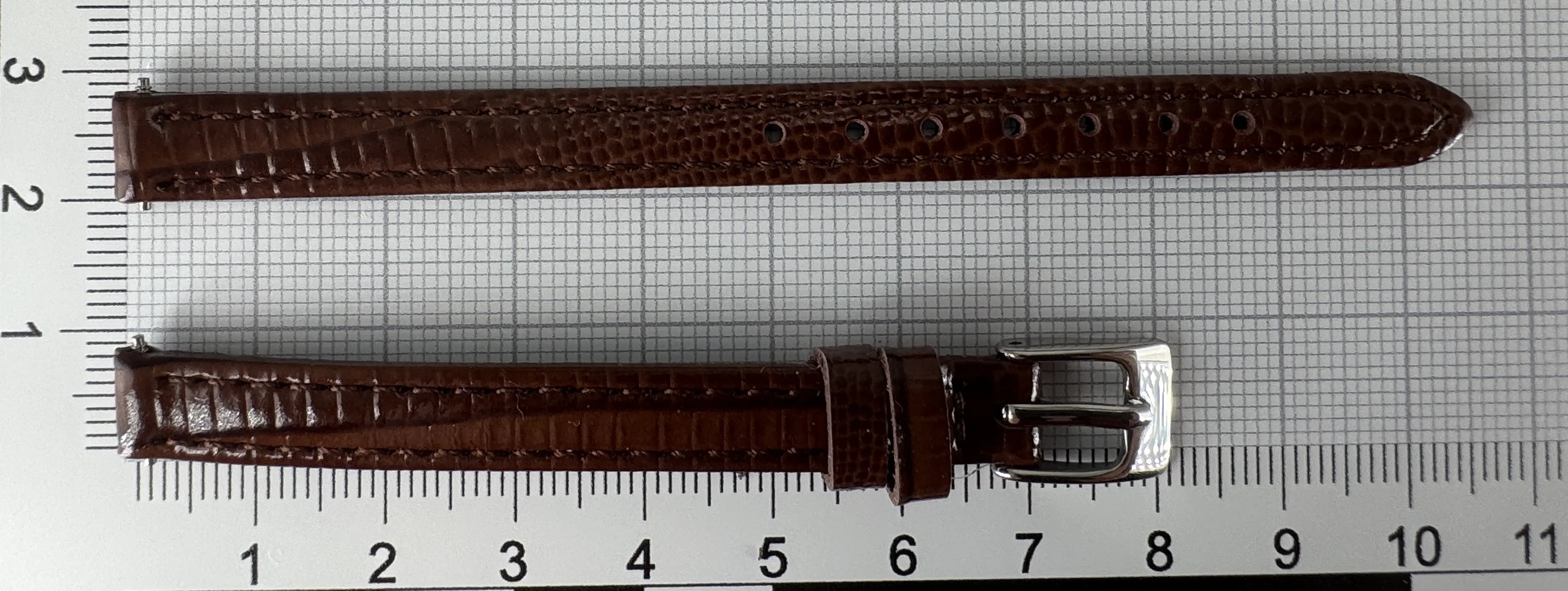 Uhrenarmband Leder 8mm braun silber Eidechsenstruktur Uhrenarmband Leder 8mm braun silber Eidechsenstruktur