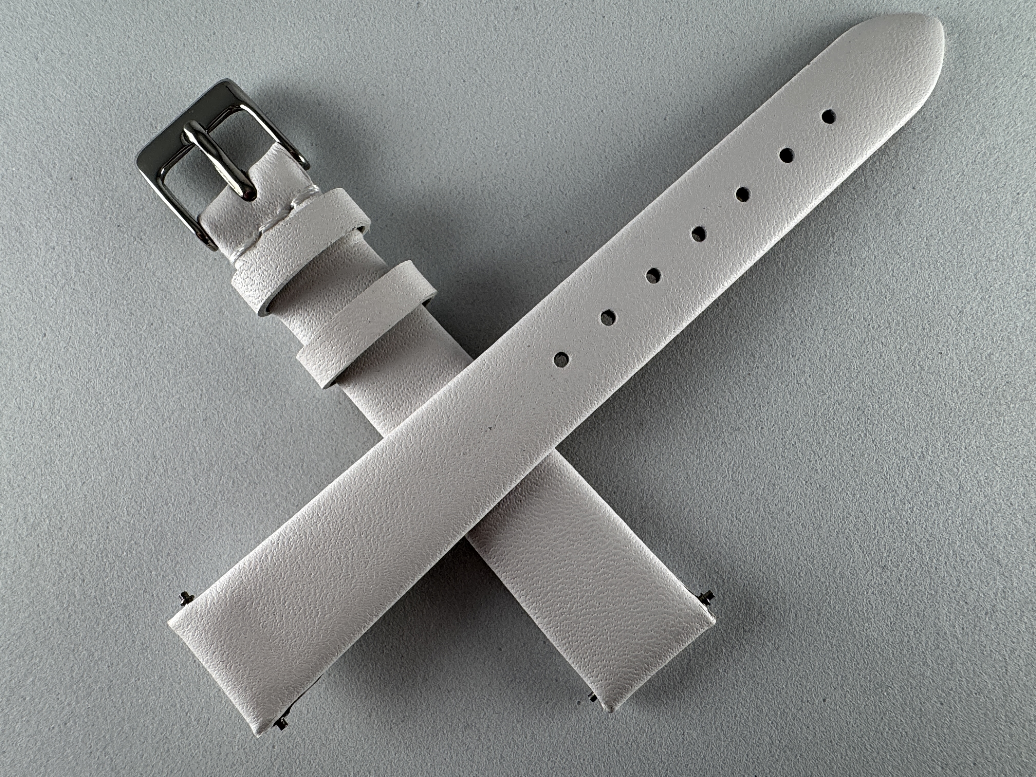 Uhrenarmband Damen 14mm glattes Kalbsleder weiss Schnalle silber