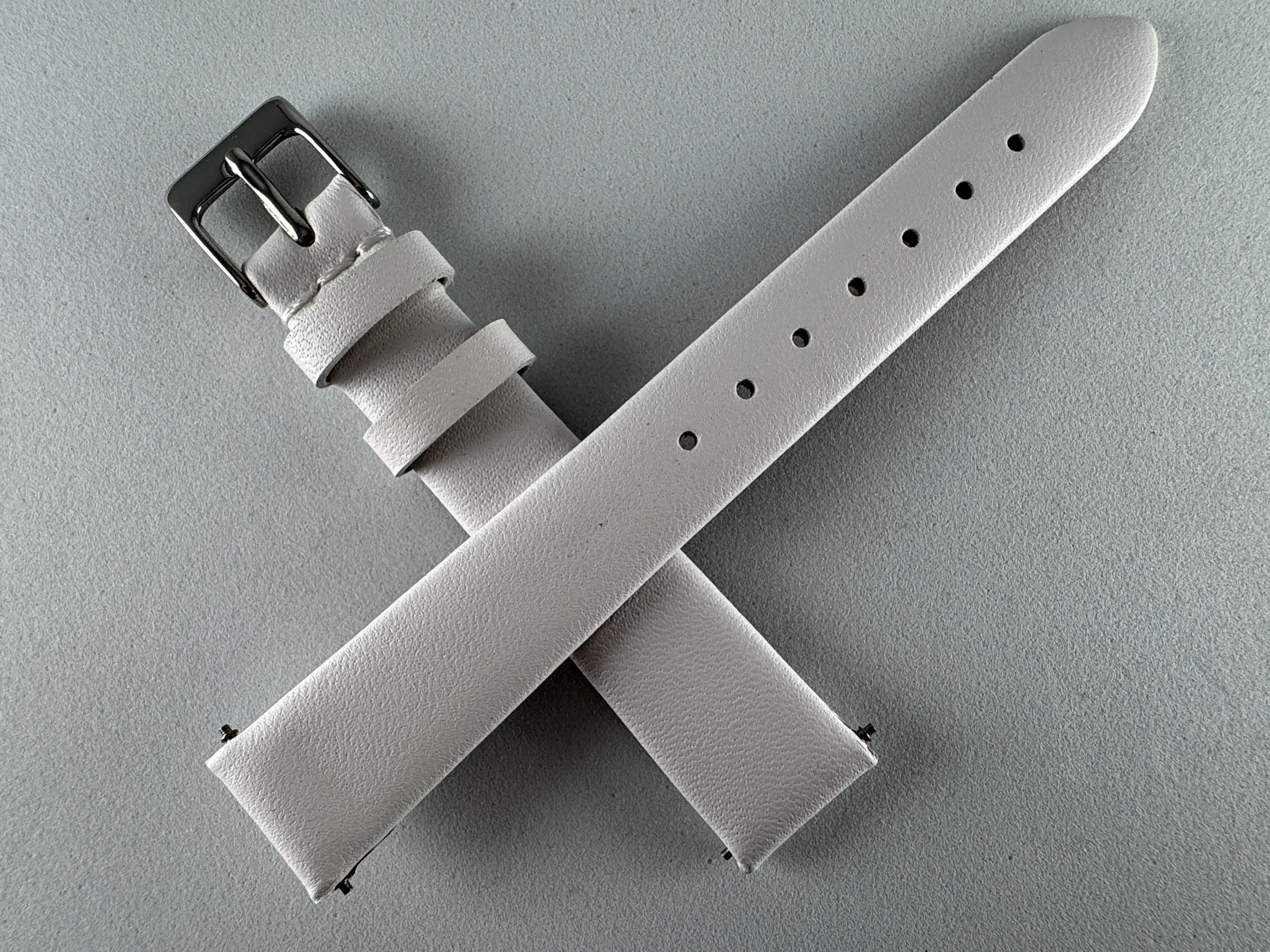 Uhrenarmband Damen 14mm glattes Kalbsleder weiss Schnalle silber Uhrenarmband Damen 14mm glattes Kalbsleder weiss Schnalle silber