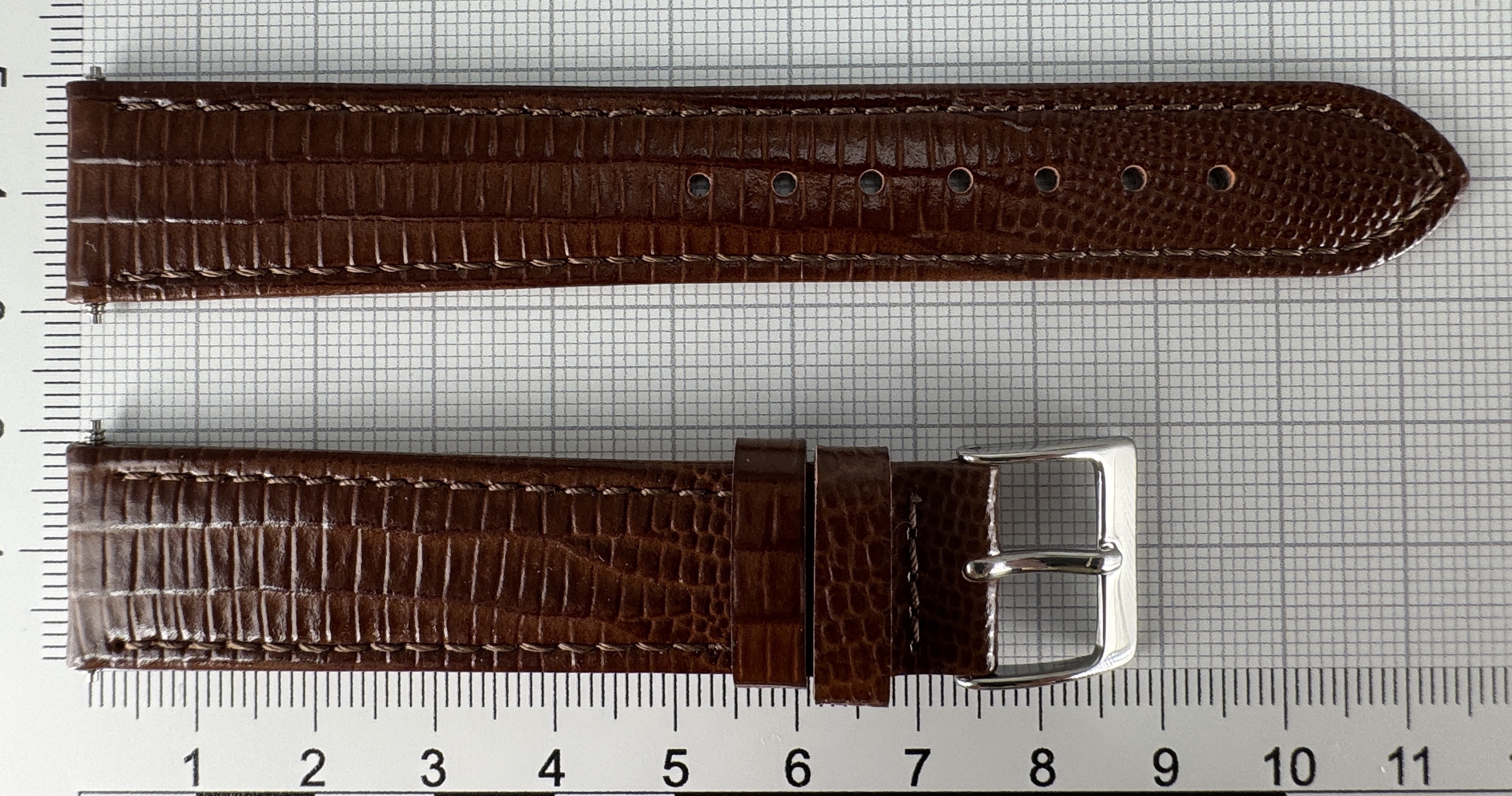 Uhrenarmband Kalbsleder 18mm BN/SR Struktur Eidechse antiallergisch