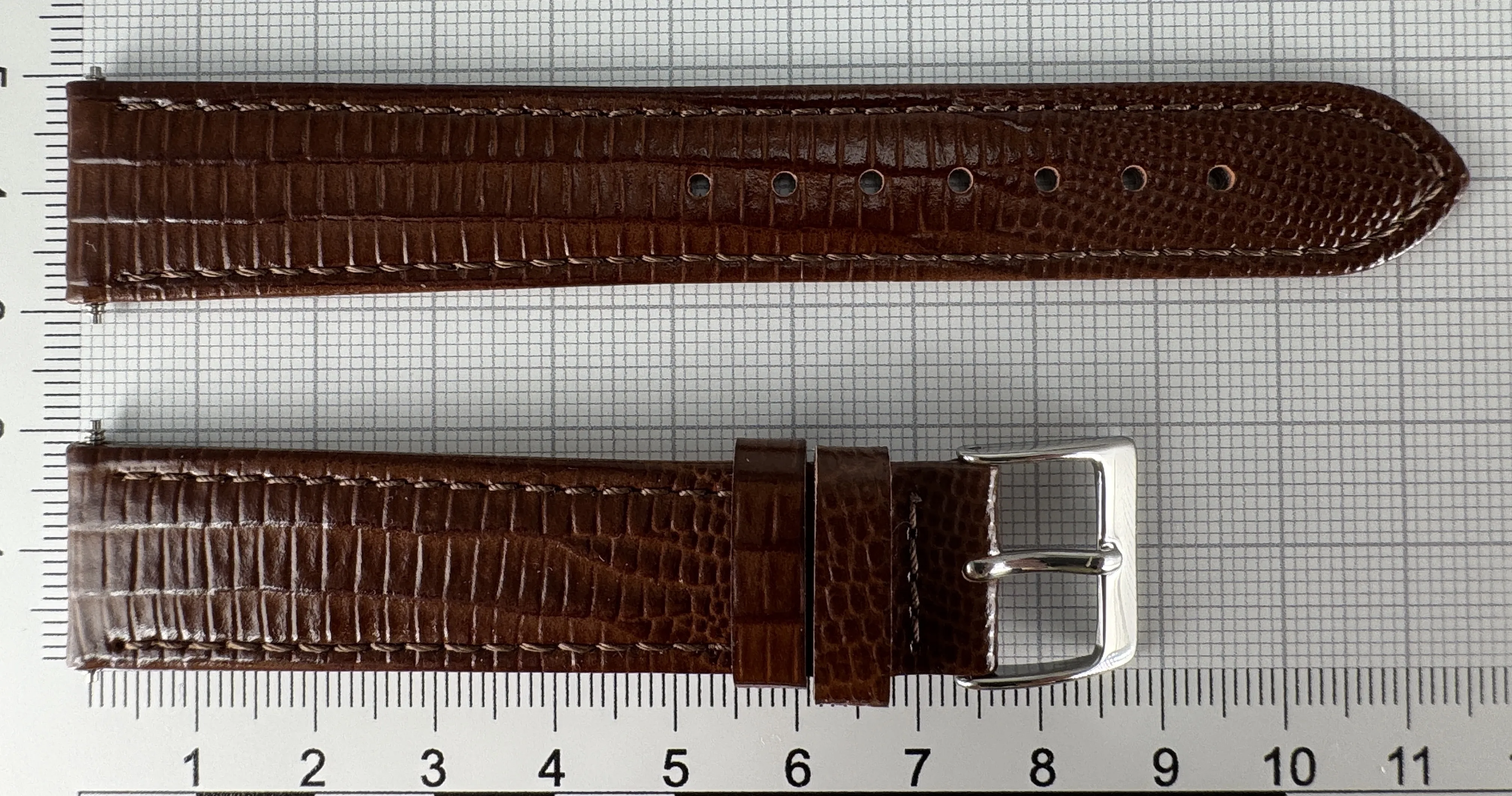 Uhrenarmband Leder 18mm braun - Kalbsleder mit Eidechsenstruktur - 16mm Edelstahl Uhrenarmband Leder 18mm braun - Kalbsleder mit Eidechsenstruktur - 16mm Edelstahl