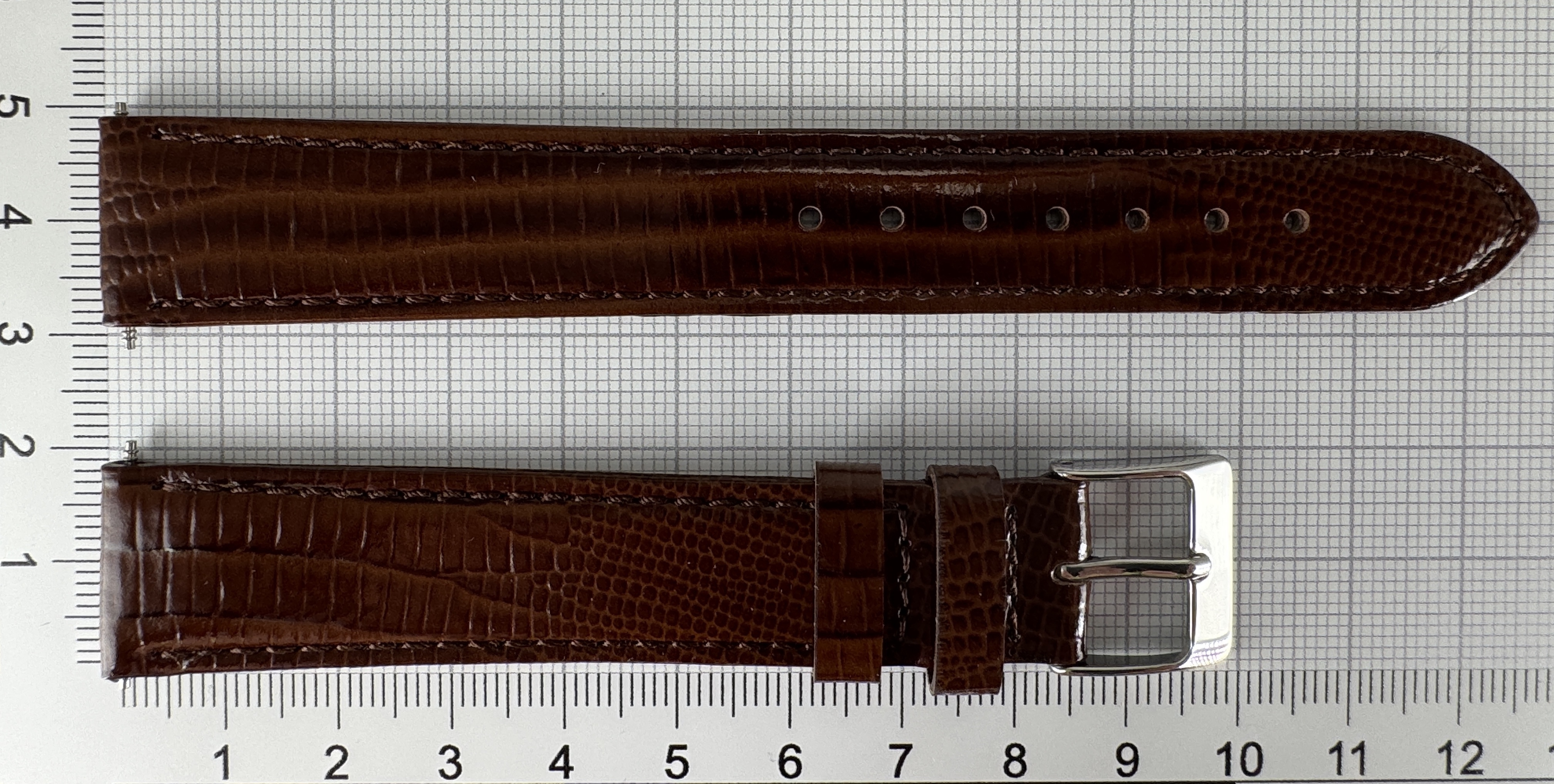 Uhrenarmband XL Kalbsleder 18mm BN/SR Struktur Eidechse antiallergisch