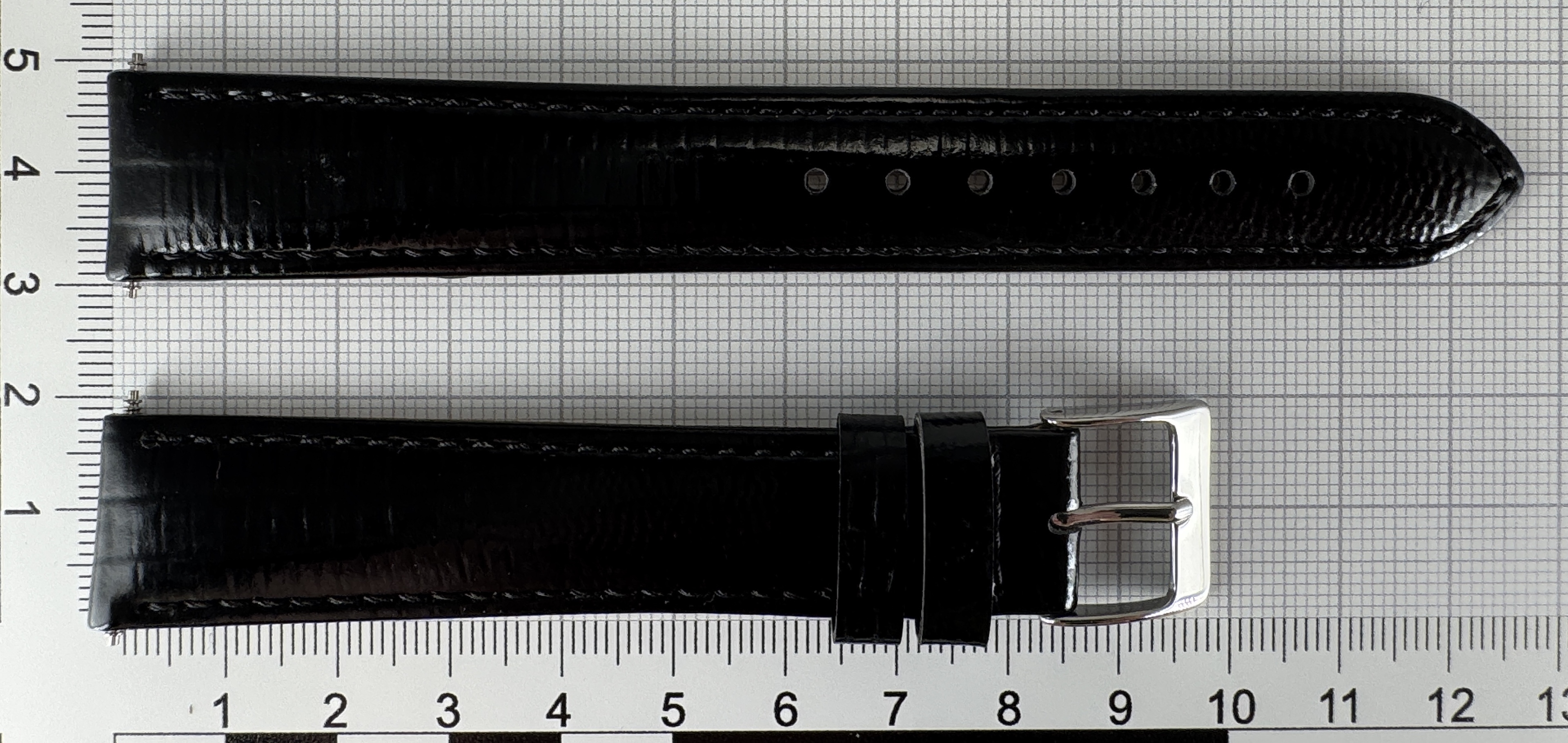 Uhrenarmband XL Kalbsleder 18mm BK/SR Struktur Eidechse antiallergisch