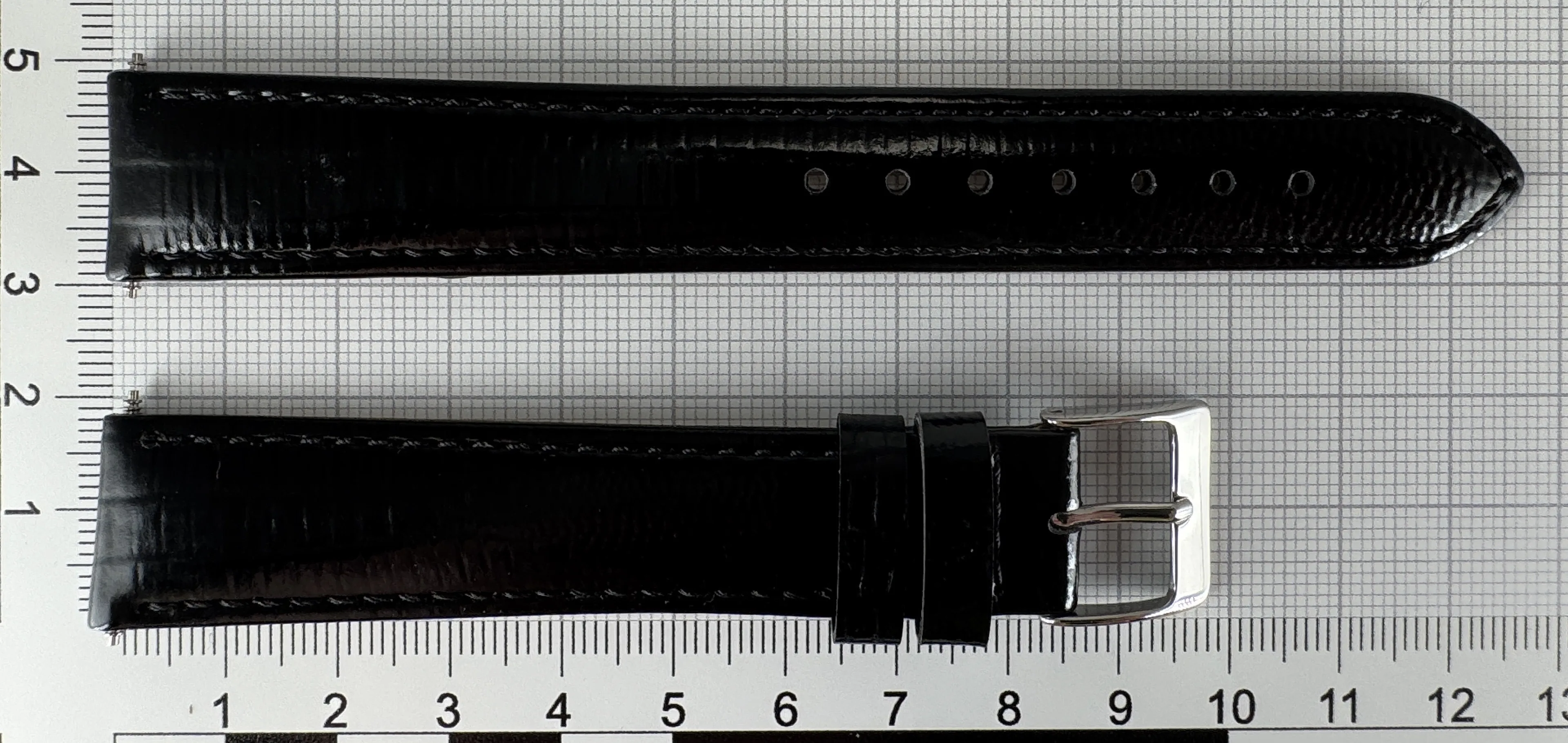 Uhrenarmband XL Leder 18mm schwarz - Kalbsleder mit Krokodilstruktur - 16mm Edelstahl Uhrenarmband XL Leder 18mm schwarz - Kalbsleder mit Krokodilstruktur - 16mm Edelstahl