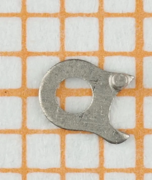 Uhrwerk Halteplatte Metall Kleine metallene Halteplatte für Uhrwerke mit rundem und spitzem Ende.