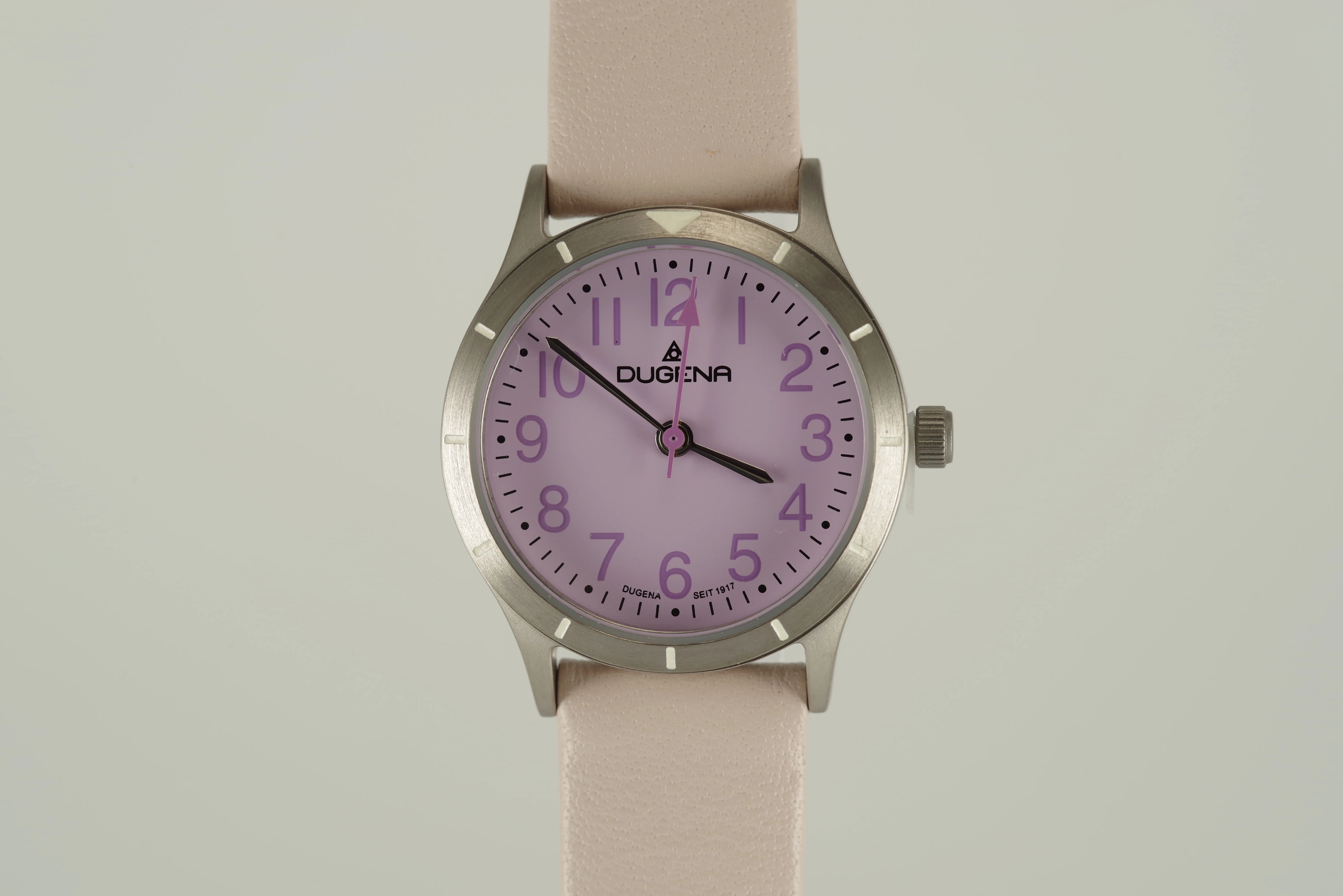 Feminine Dugena Armbanduhr Quartz Titan Mineralglas Kalbsleder Lila Beige Feminine Dugena Armbanduhr Quartz Titan Mineralglas Kalbsleder Lila Beige