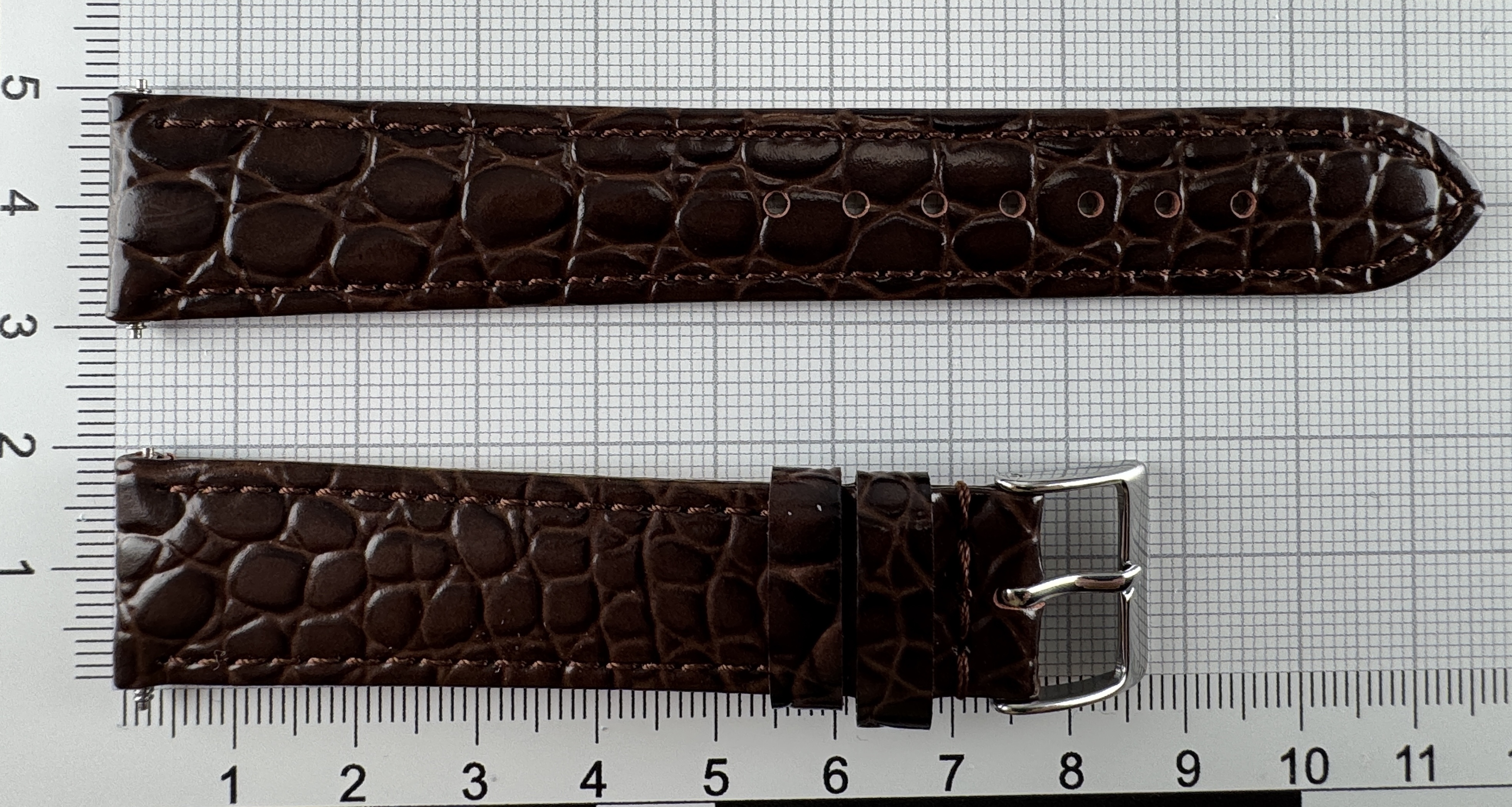 Uhrenarmband Leder 18mm braun - Kalbsleder mit Krokodilstruktur - 16mm Edelstahl