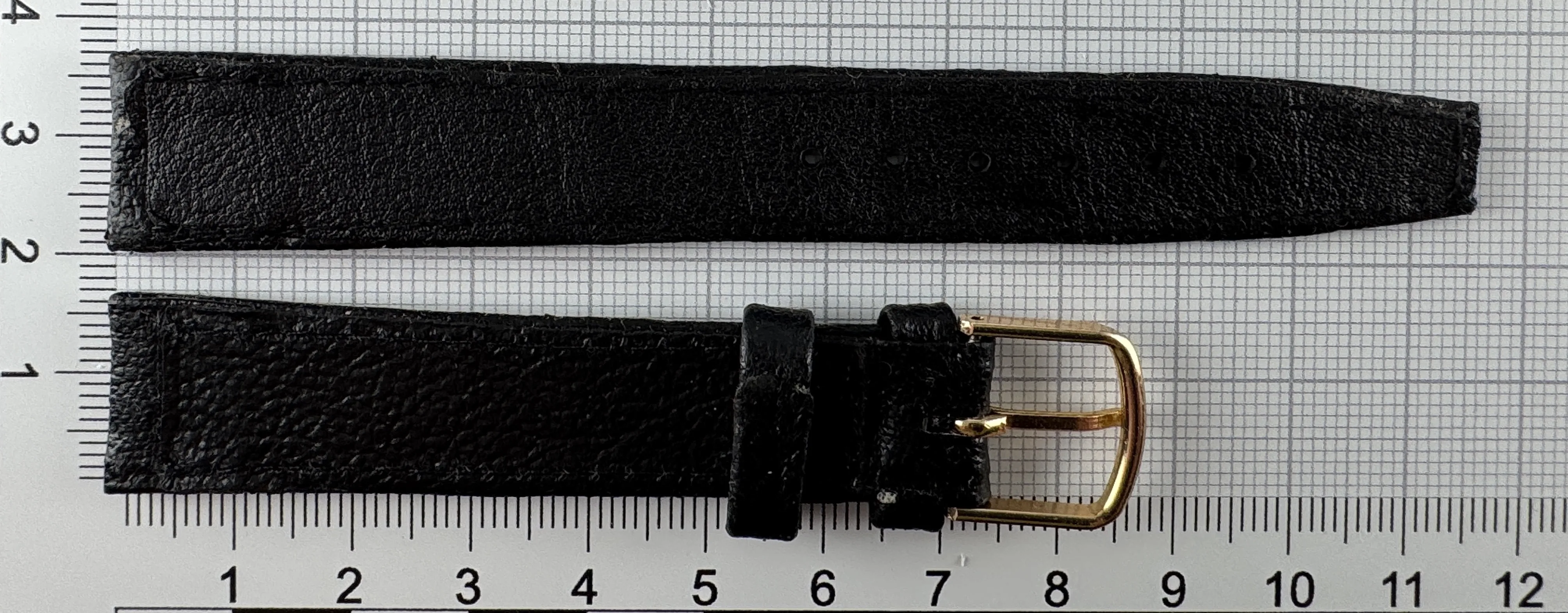 Uhrenarmband Leder 16mm schwarz - Kunstleder - 14mm goldfarben Uhrenarmband Leder 16mm schwarz - Kunstleder - 14mm goldfarben