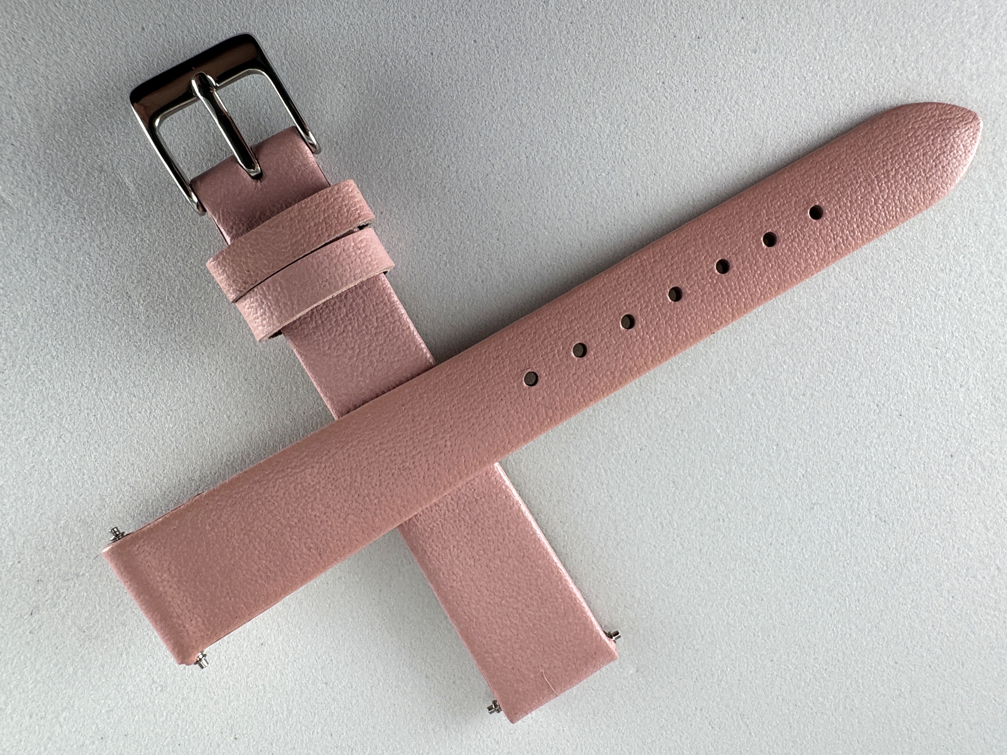 Uhrenarmband Damen 14mm glattes Kalbsleder pink Schnalle silber