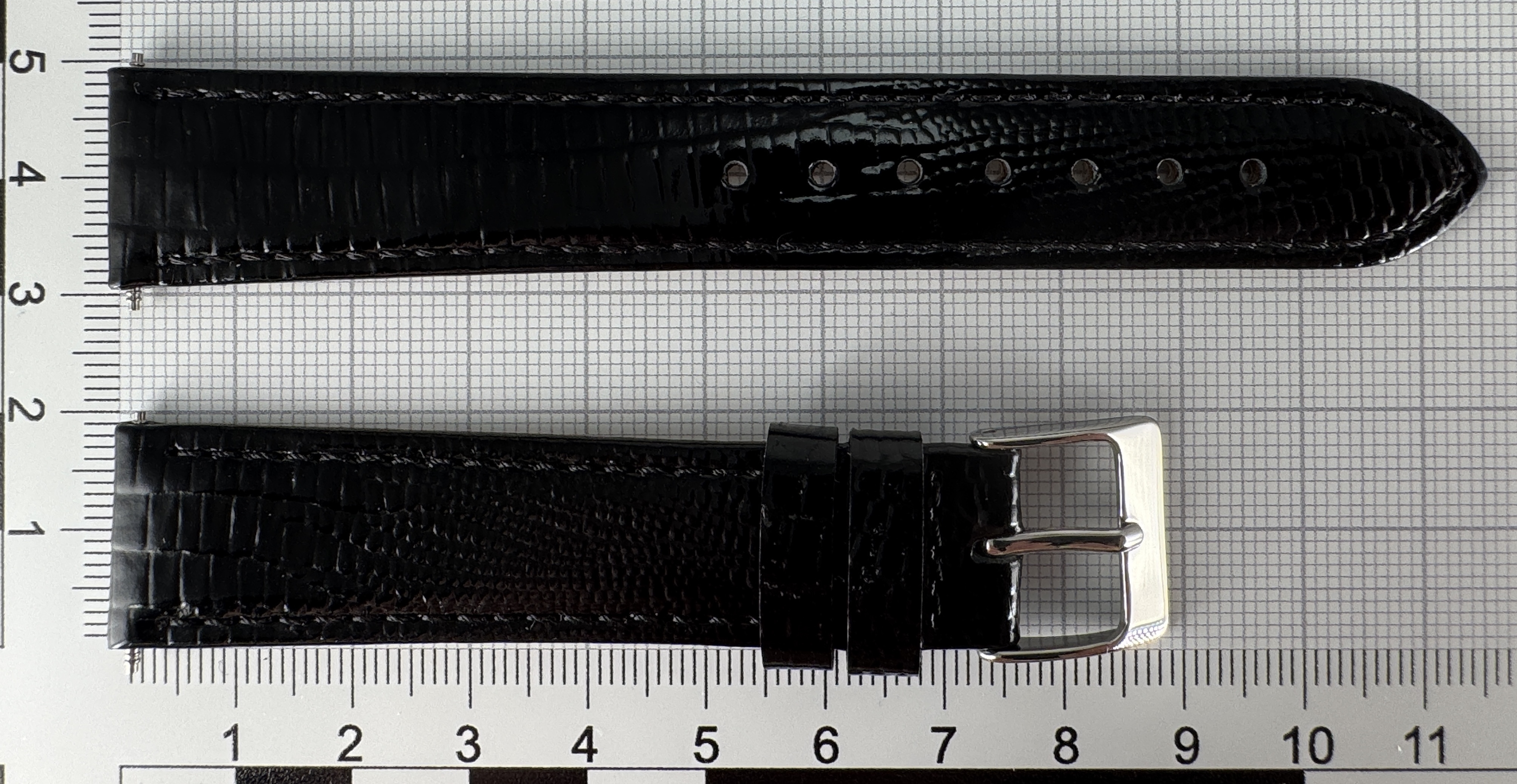 Uhrenarmband Kalbsleder 18mm BK/SR Struktur Eidechse antiallergisch