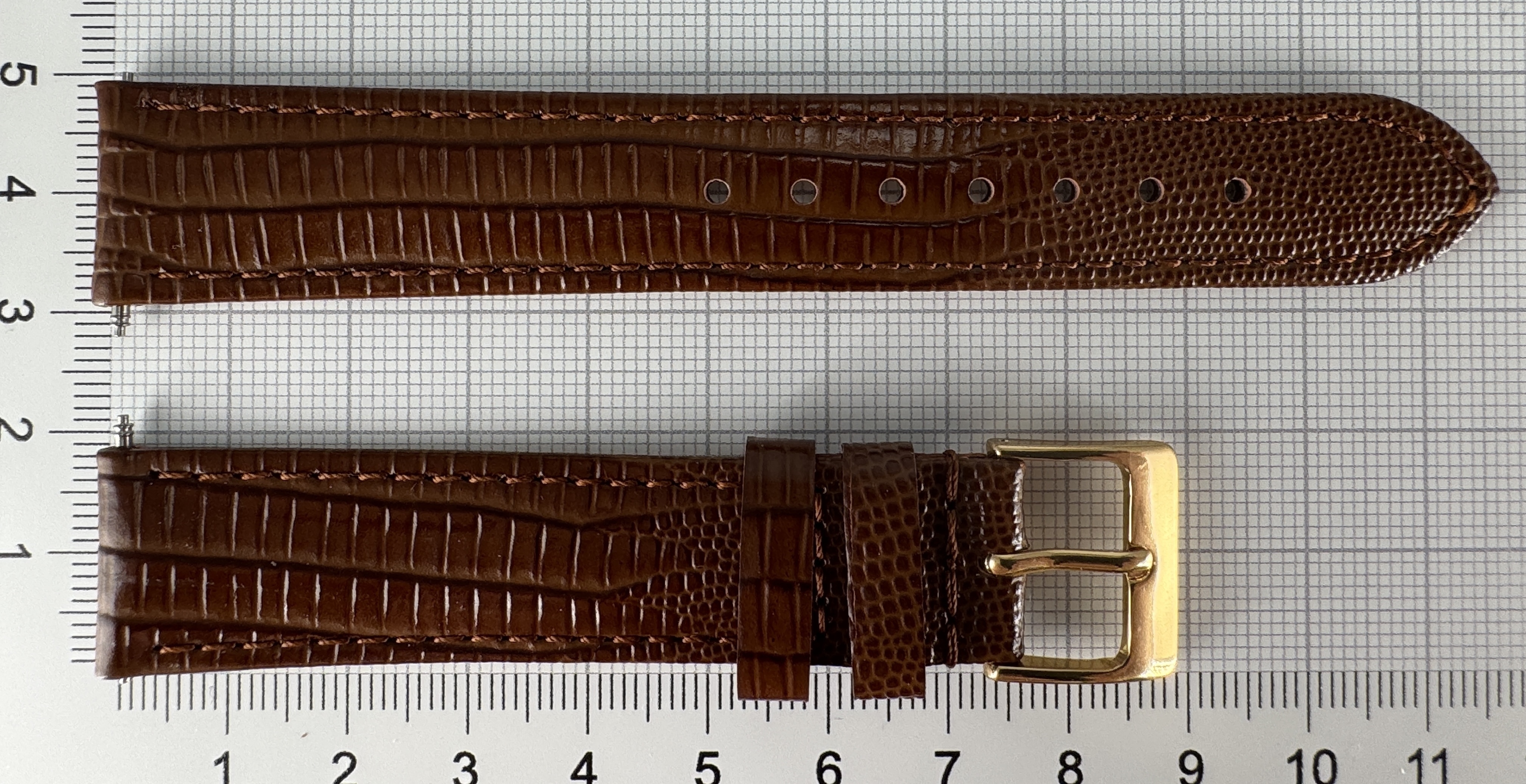 Uhrenarmband Kalbsleder 18mm BN/GD Struktur Eidechse antiallergisch