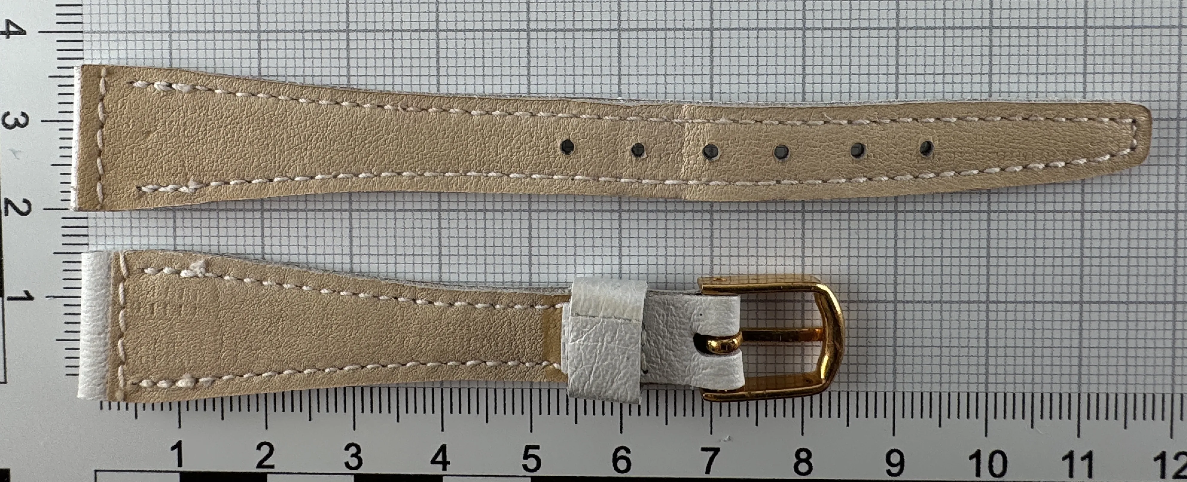 Damen Uhrenarmband 16mm weiß - weiches Kunstleder - 10mm goldfarben Damen Uhrenarmband 16mm weiß - weiches Kunstleder - 10mm goldfarben