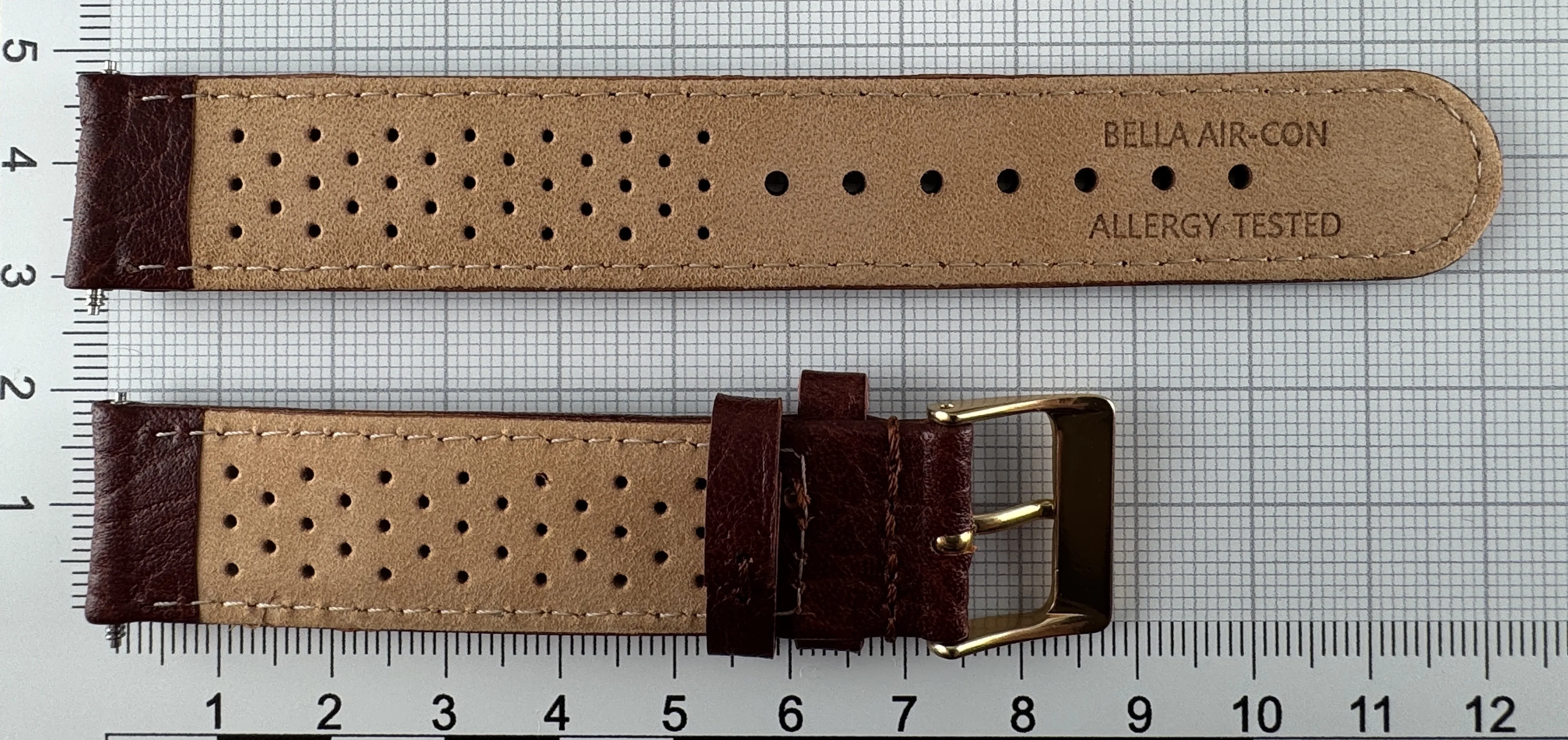 Uhrenarmband Leder 18mm braun atmungsaktiv - Kalbsleder - 18mm vergoldet Uhrenarmband Leder 18mm braun atmungsaktiv - Kalbsleder - 18mm vergoldet