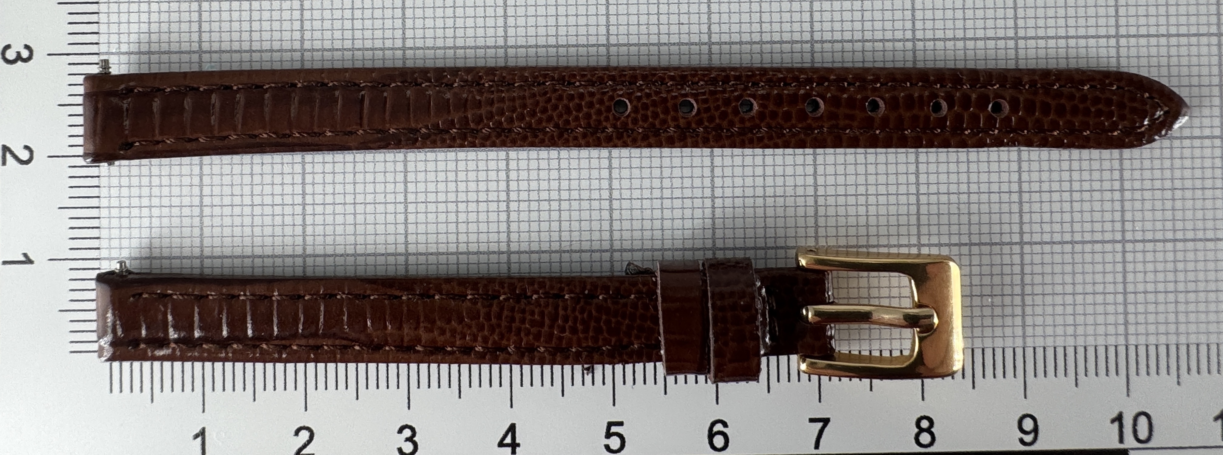 Uhrenarmband Leder 8mm braun gold Eidechsenstruktur