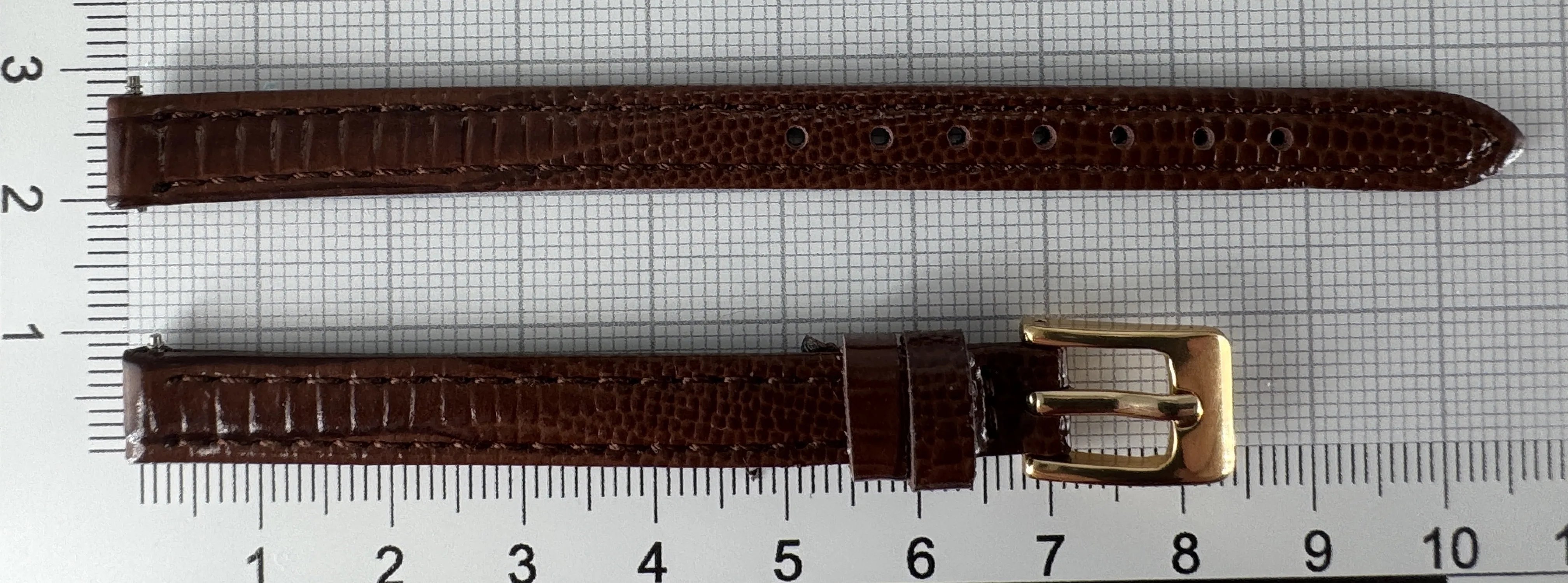 Uhrenarmband Leder 8mm braun gold Eidechsenstruktur Uhrenarmband Leder 8mm braun gold Eidechsenstruktur