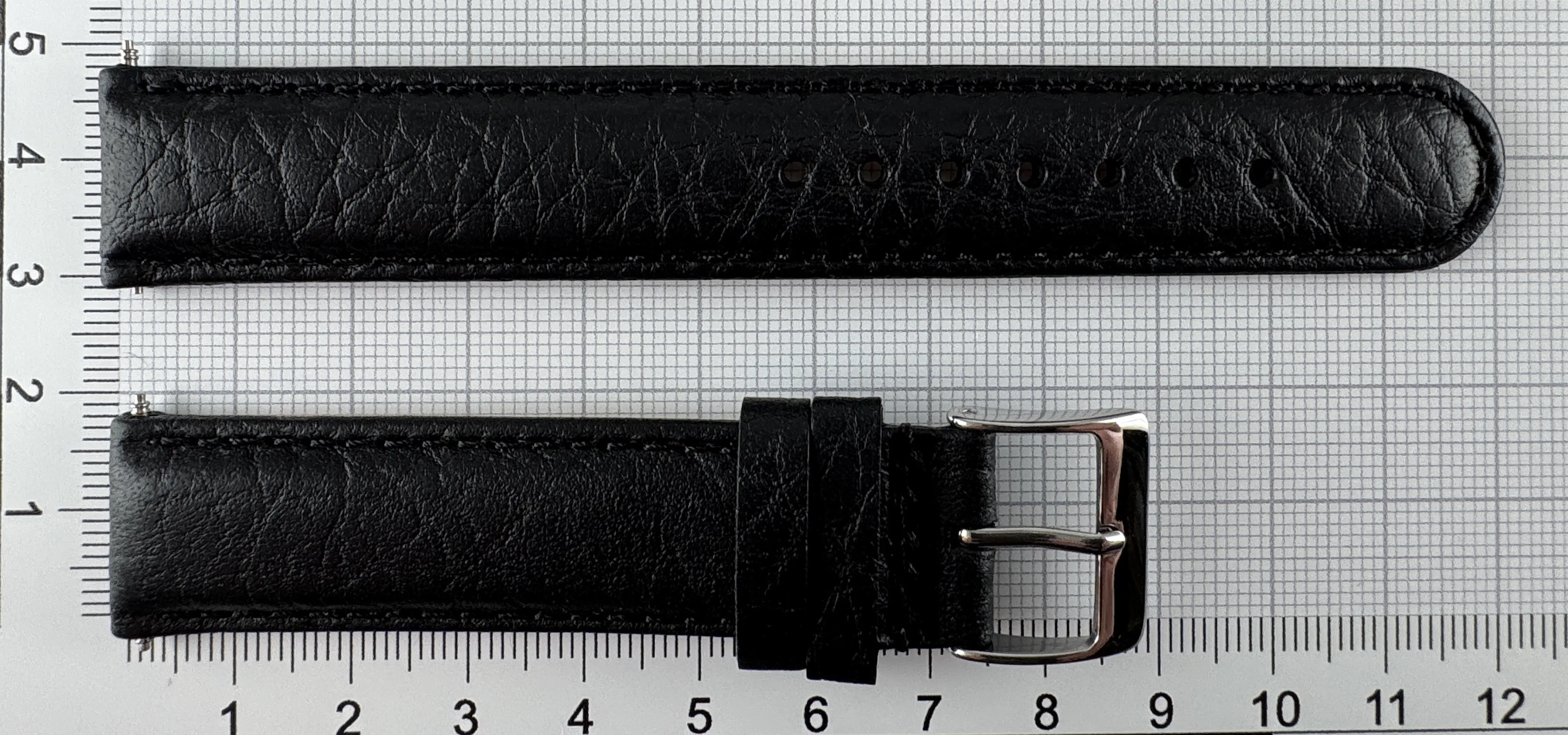 Uhrenarmband Leder 18mm schwarz atmungsaktiv - Kalbsleder - 18mm Edelstahl