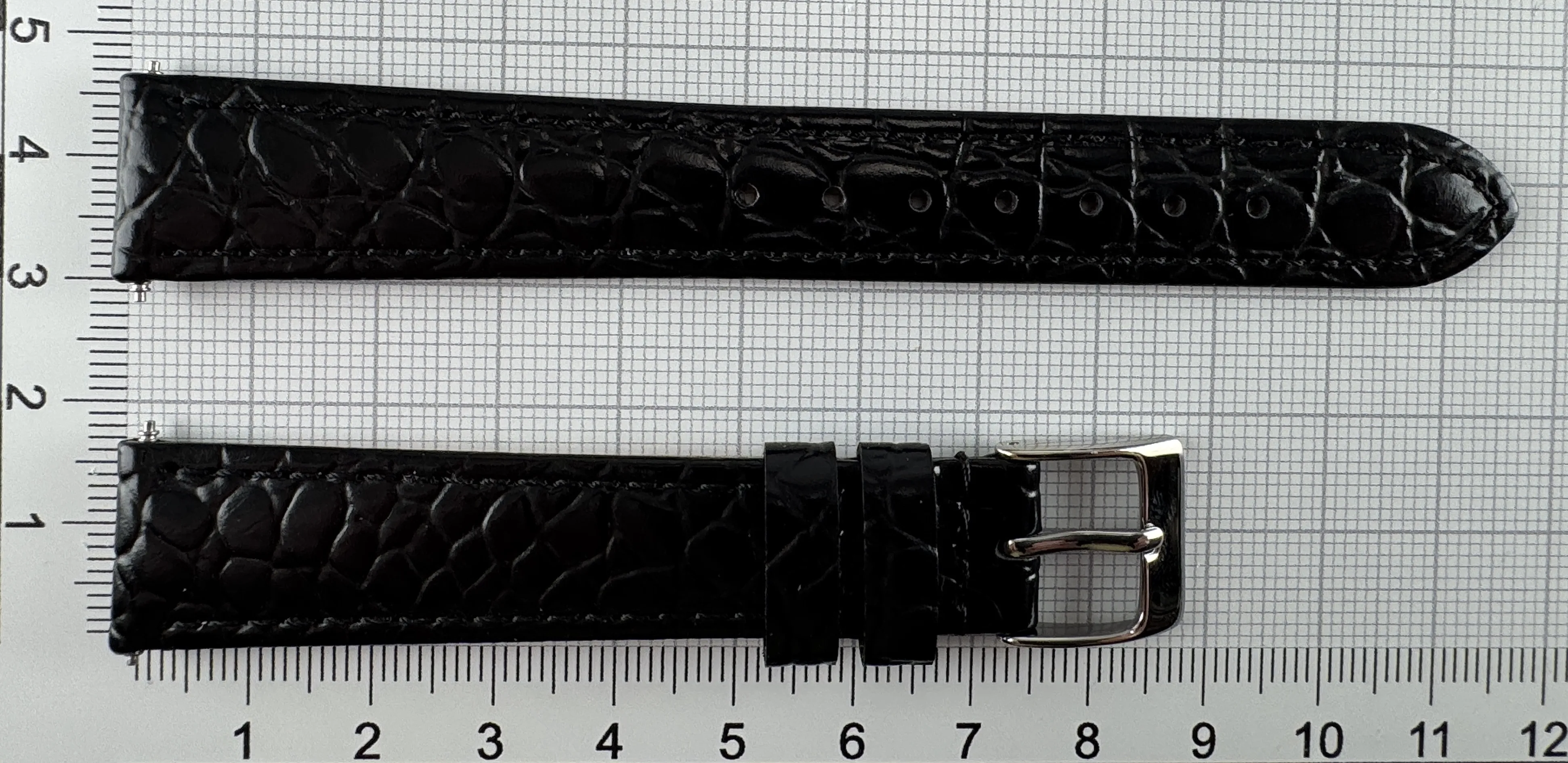 Uhrenarmband Leder 16mm schwarz - Kalbsleder mit Krokodilstruktur - 14mm Edelstahl Uhrenarmband Leder 16mm schwarz - Kalbsleder mit Krokodilstruktur - 14mm Edelstahl