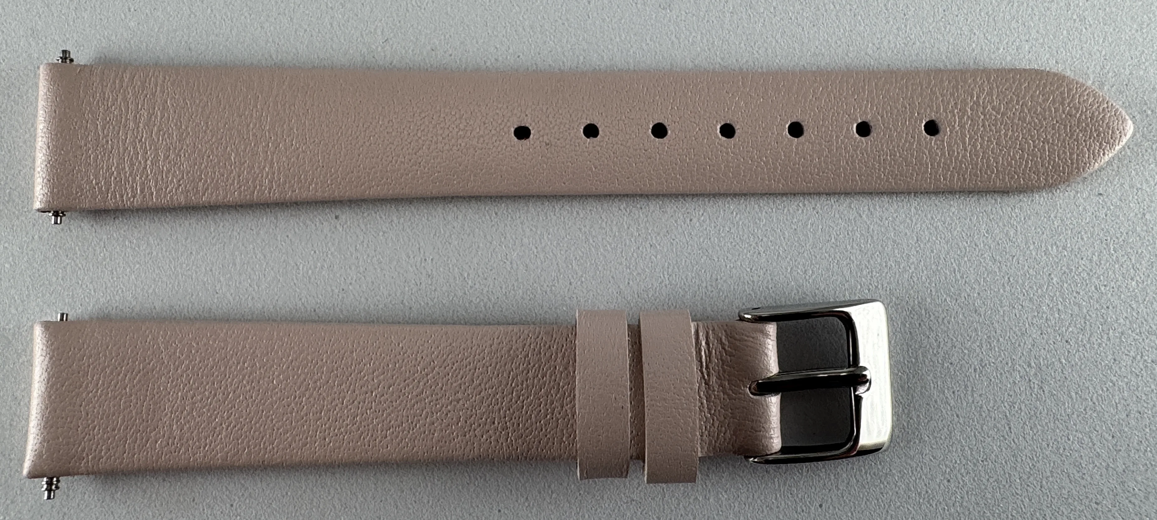 Uhrenarmband Damen 14mm glattes Kalbsleder bone Schnalle silber