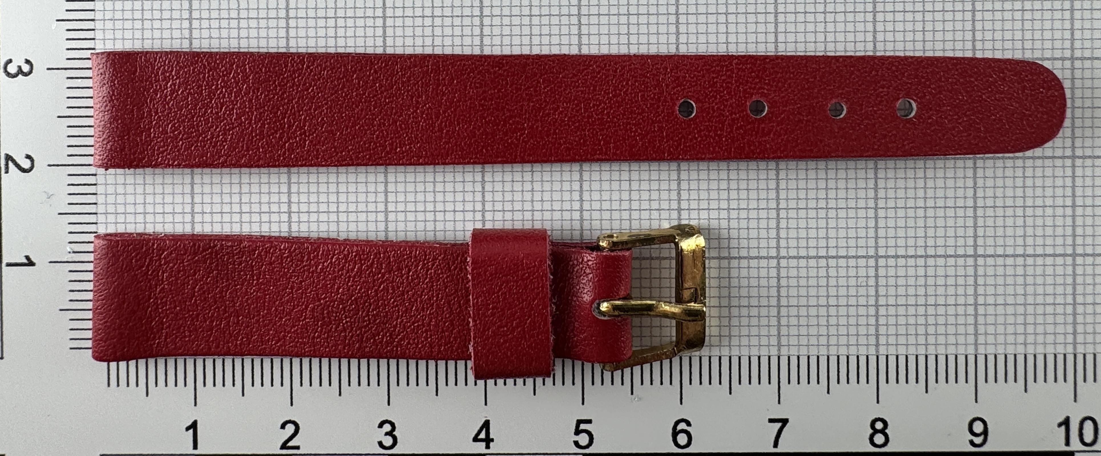 einfaches Uhrenarmband 12 mm rotes Band goldfarbene Schließe
