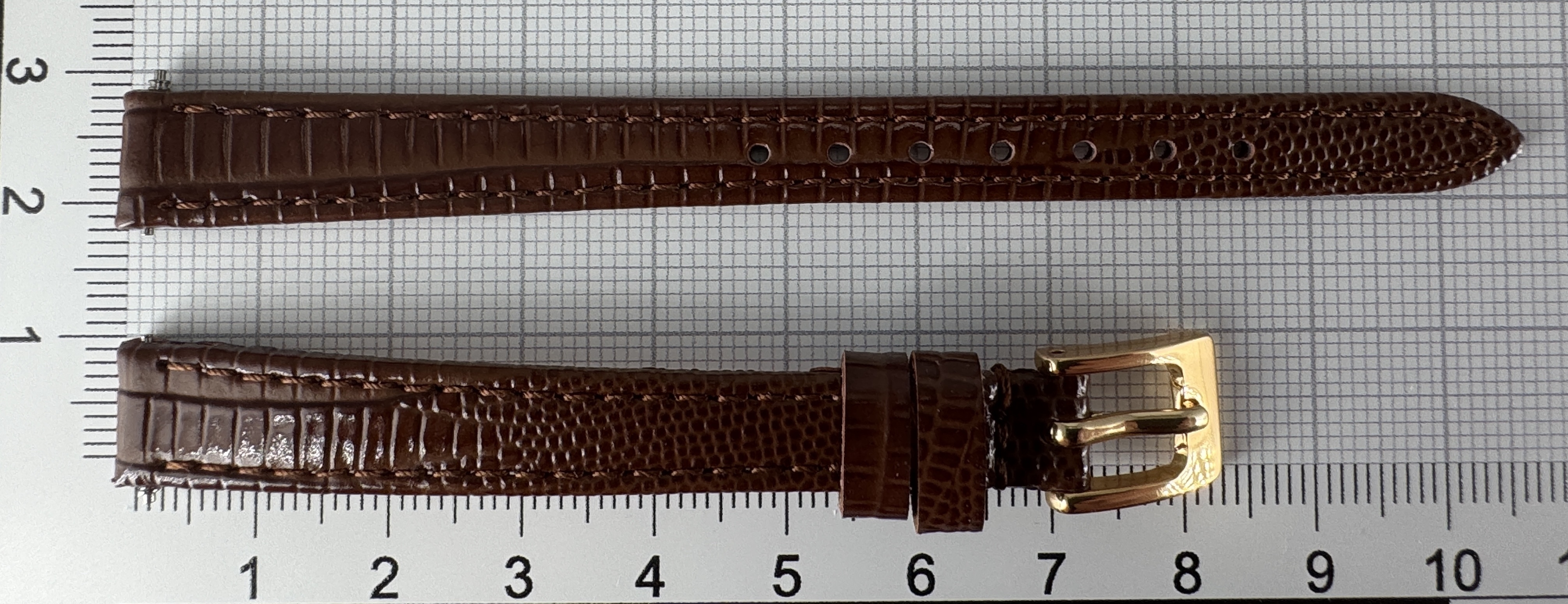 Uhrenarmband Leder 10mm braun gold Eidechsenstruktur