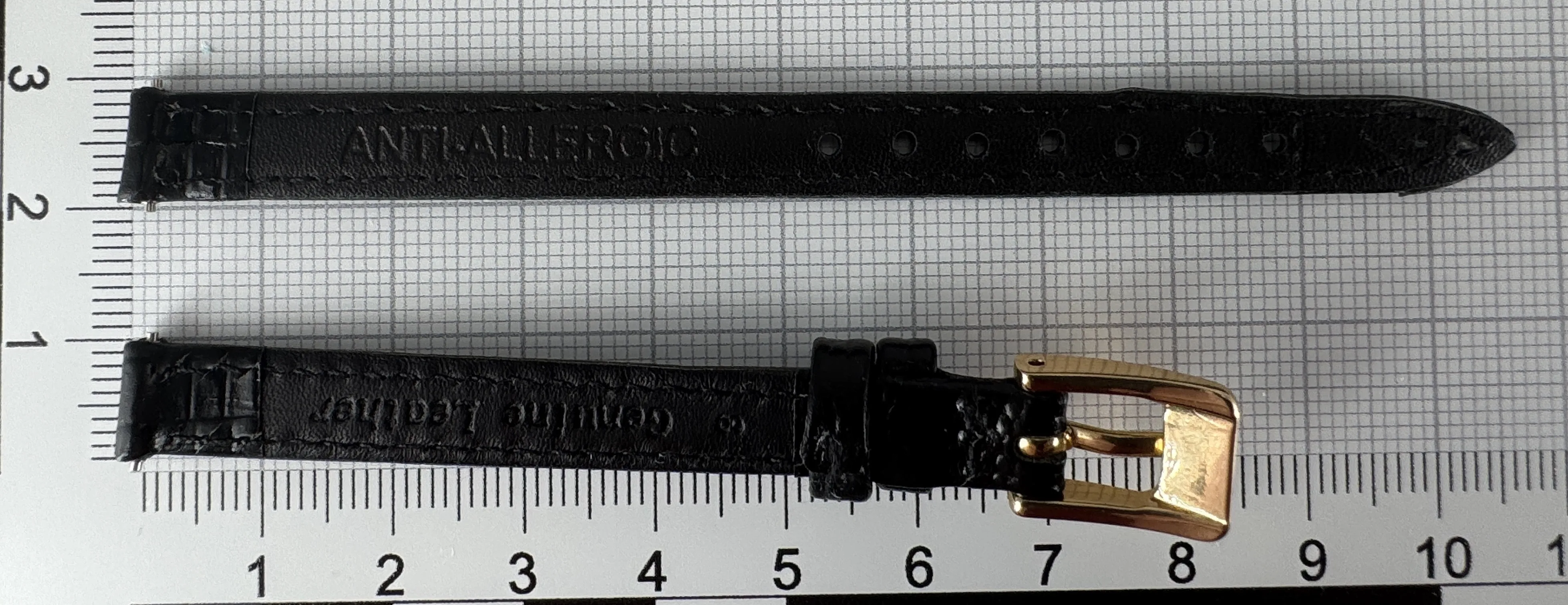 Uhrenarmband Leder 8mm schwarz gold Eidechsenstruktur
