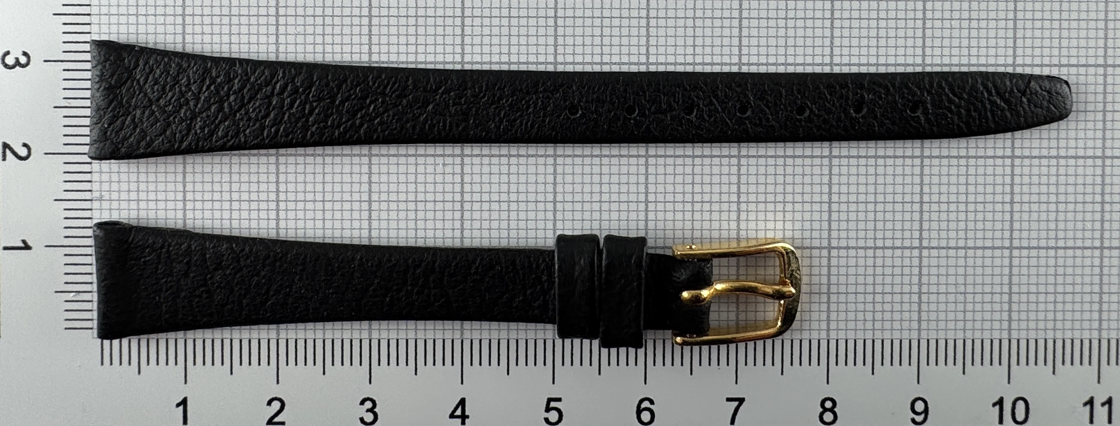 Vintage Leder Uhrenarmband 12mm schwarz glatt - Echtleder - 8mm goldfarben Vintage Leder Uhrenarmband 12mm schwarz glatt - Echtleder - 8mm goldfarben