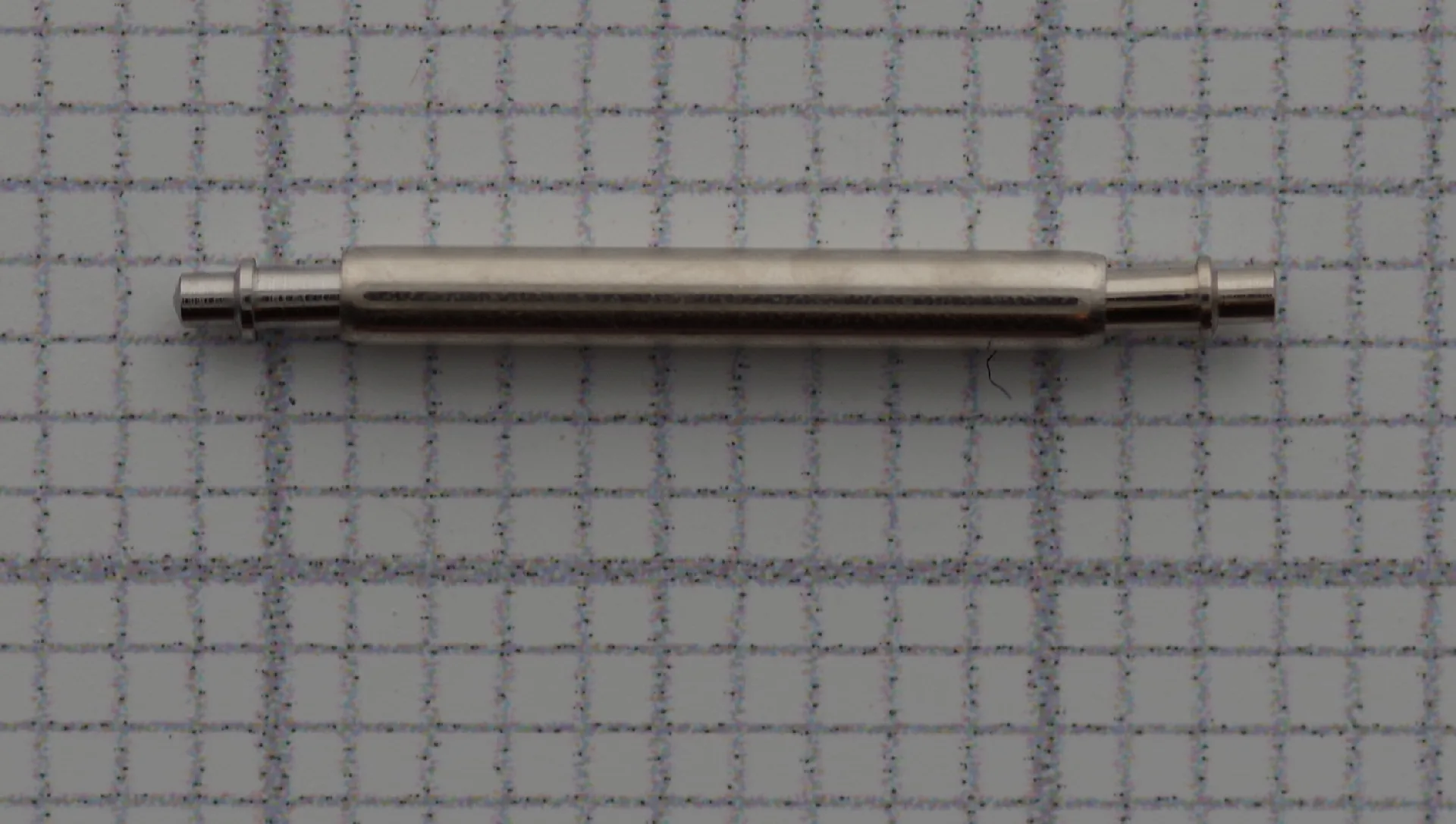 Silberner Federsteg aus Edelstahl mit 20 Millimeter Länge für Uhrenarmbänder.
