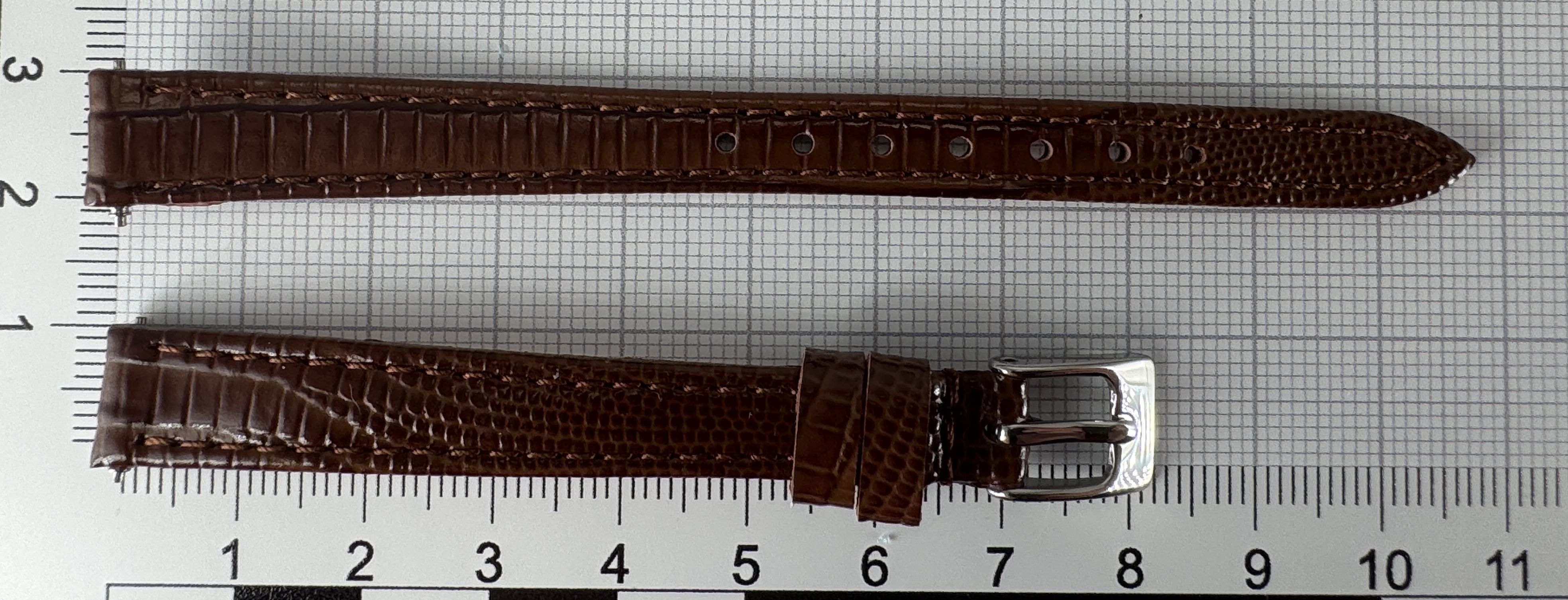 Uhrenarmband Leder 10mm braun silber Eidechsenstruktur