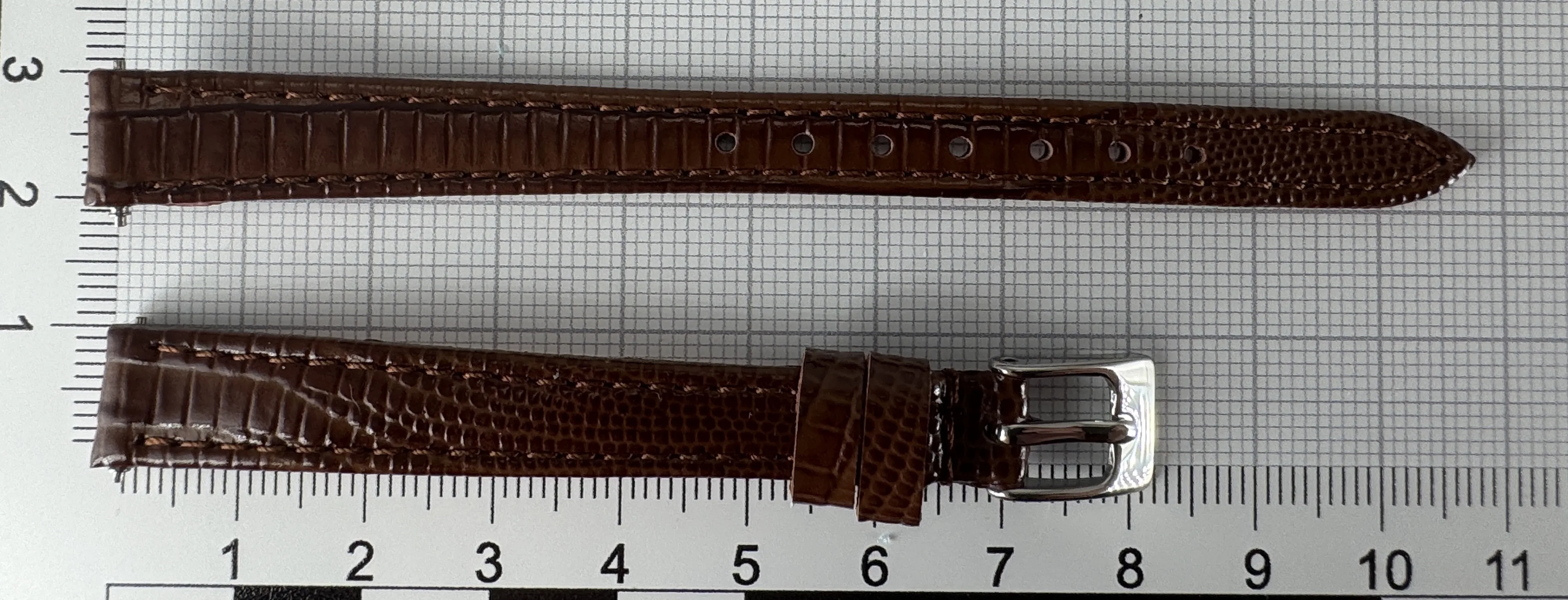Uhrenarmband Leder 10mm braun silber Eidechsenstruktur Uhrenarmband Leder 10mm braun silber Eidechsenstruktur
