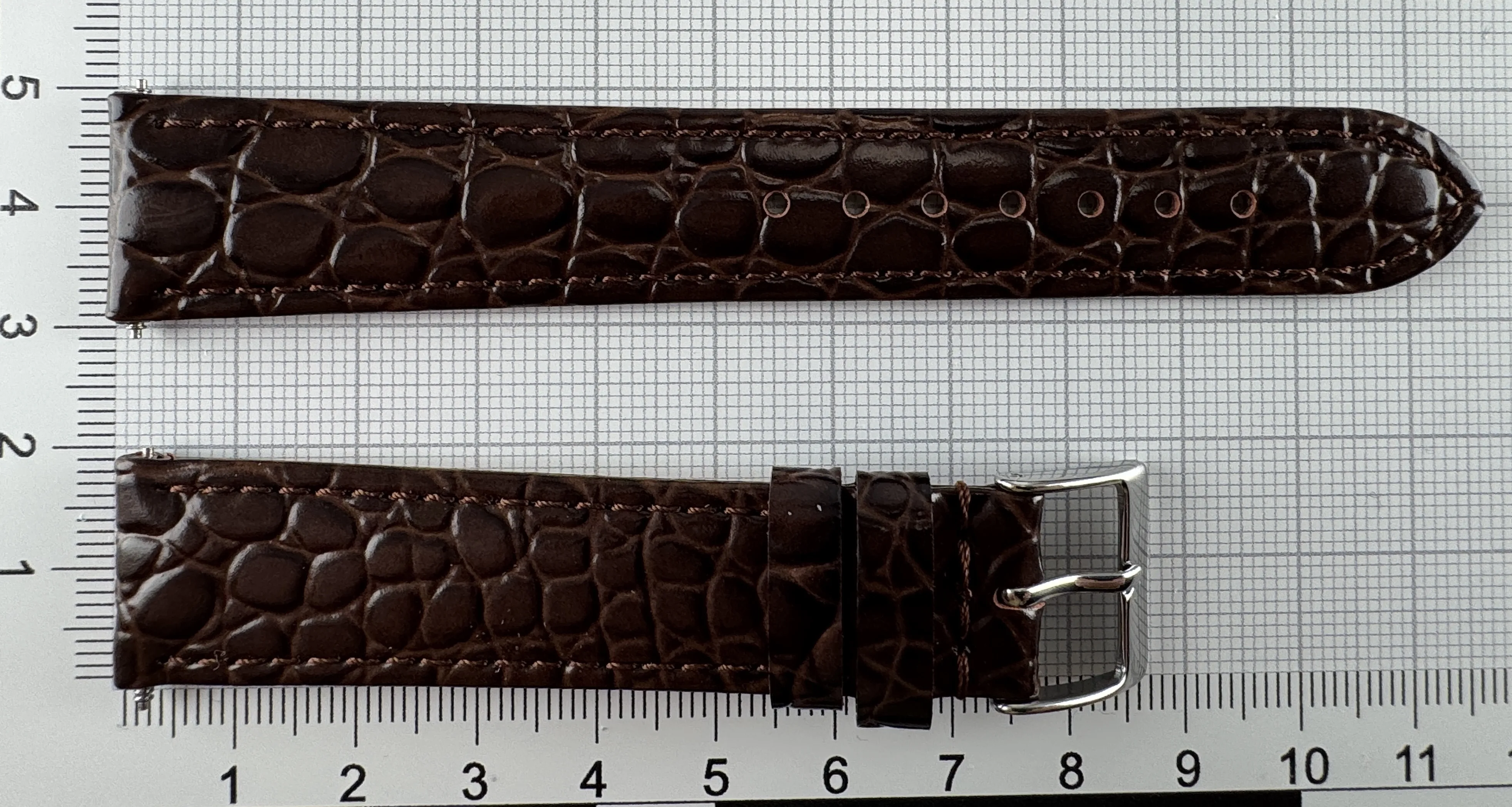 Uhrenarmband Leder 18mm braun - Kalbsleder mit Krokodilstruktur - 16mm Edelstahl