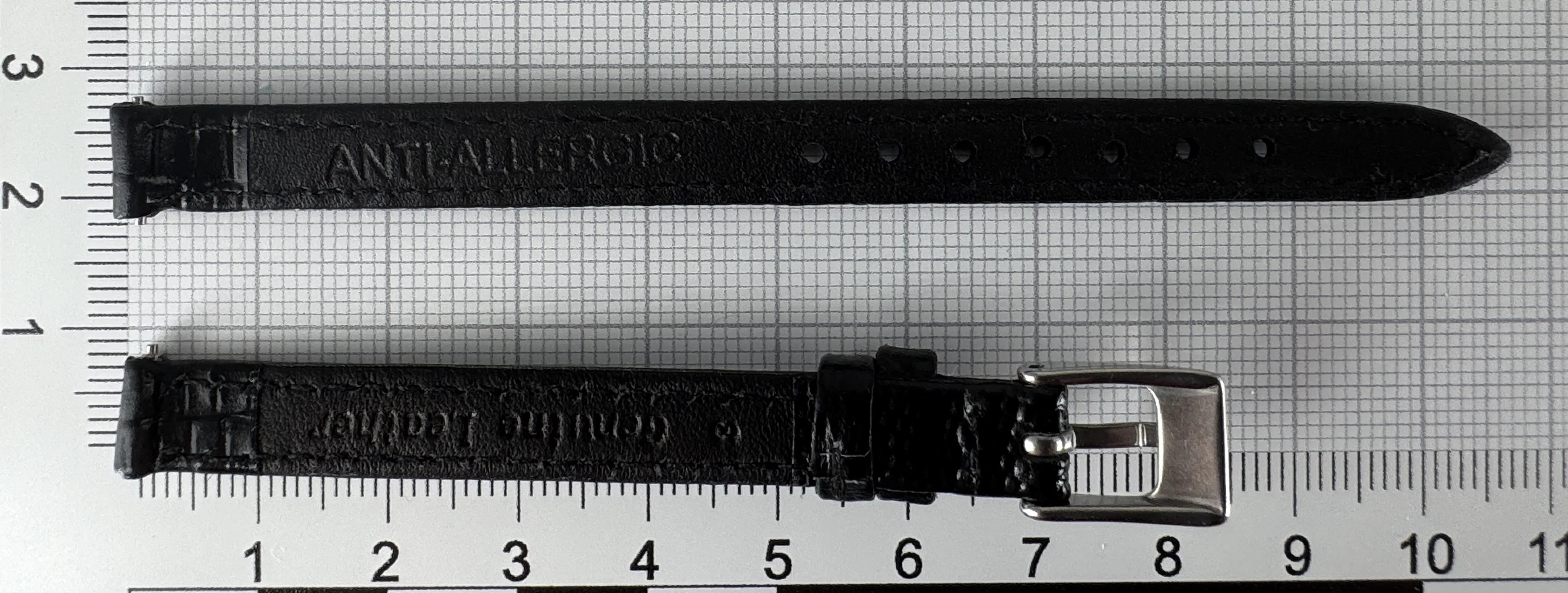 Uhrenarmband Leder 8mm schwarz silber Eidechsenstruktur Uhrenarmband Leder 8mm schwarz silber Eidechsenstruktur