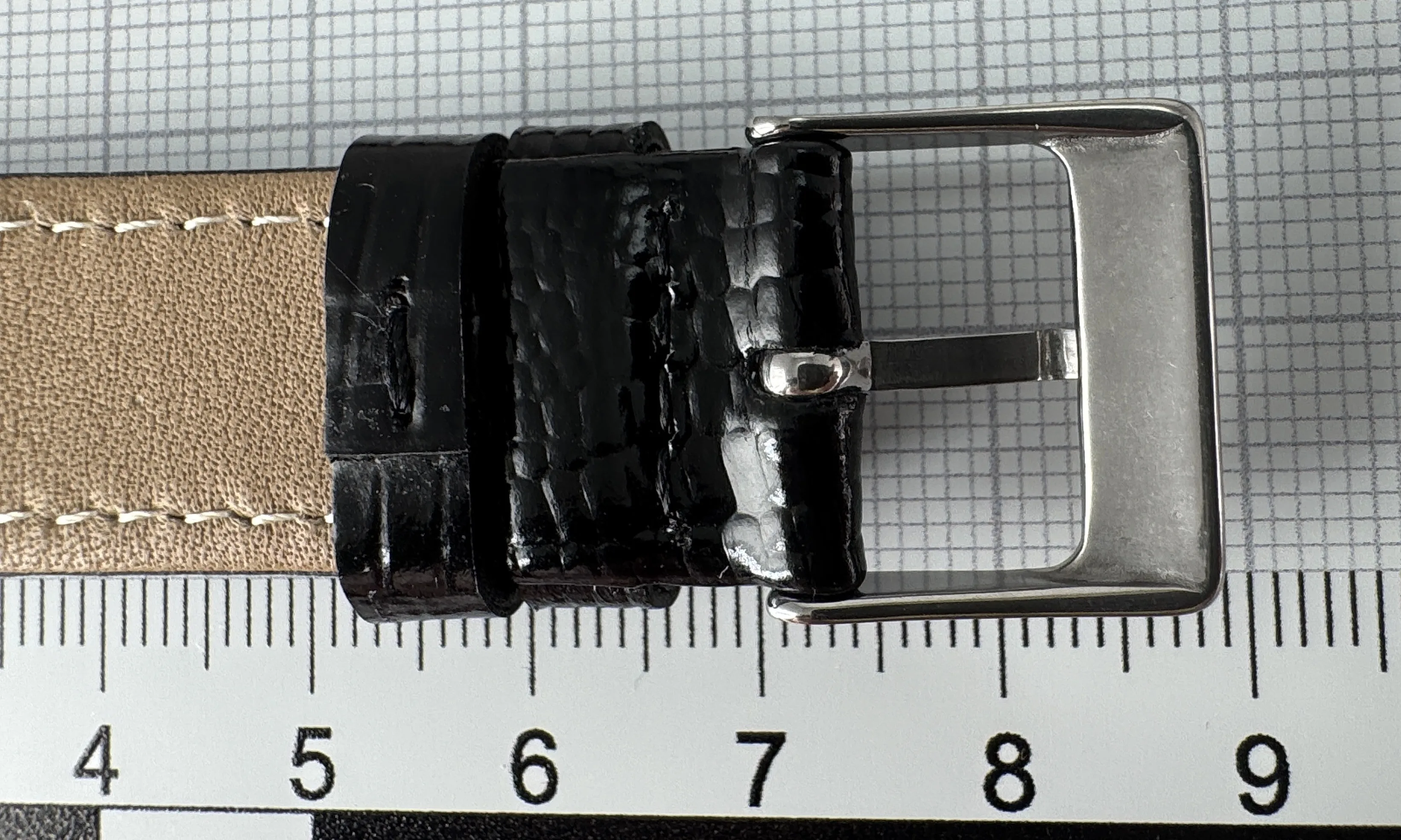 Uhrenarmband Leder 18mm schwarz - Kalbsleder mit Eidechsenstruktur - 16mm Edelstahl