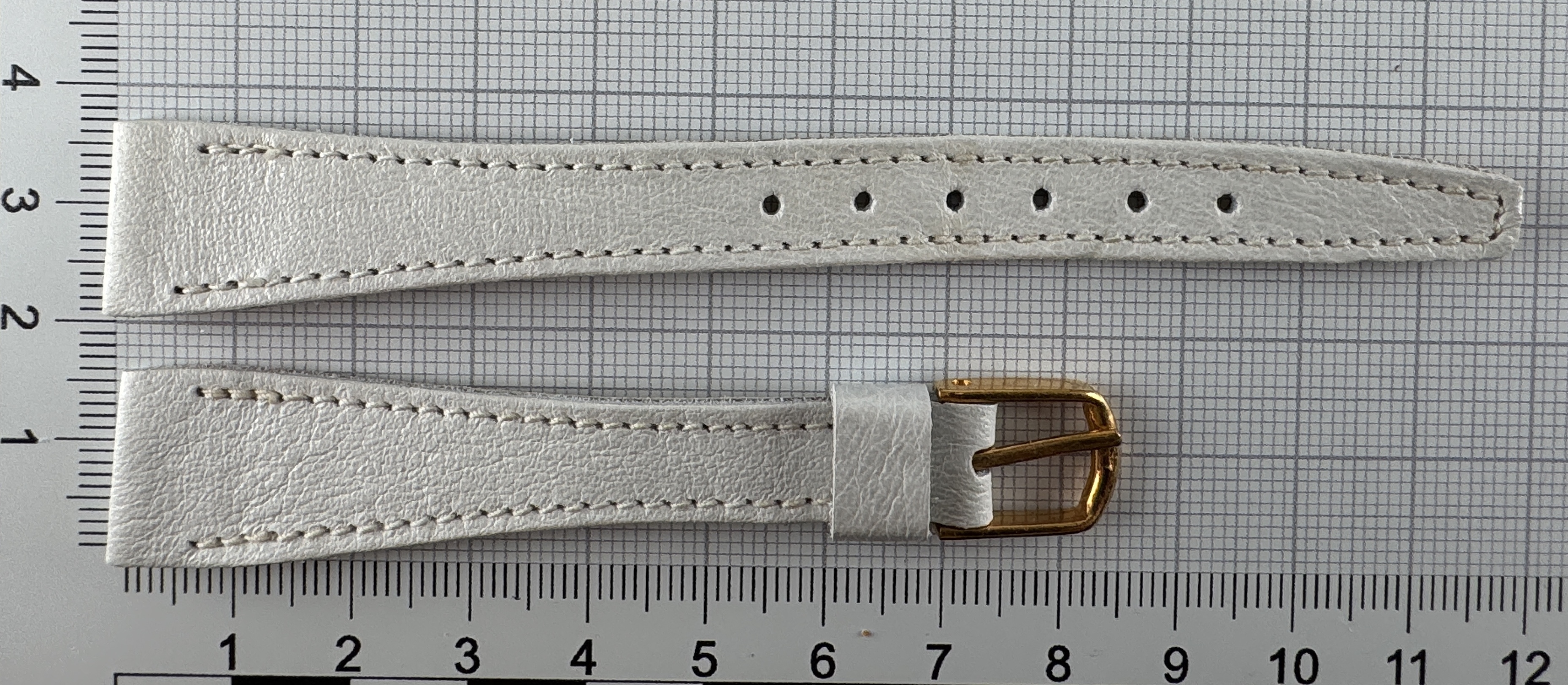 einfaches Damen Uhrenarmband 16mm weißes Band goldfarbene Schließe