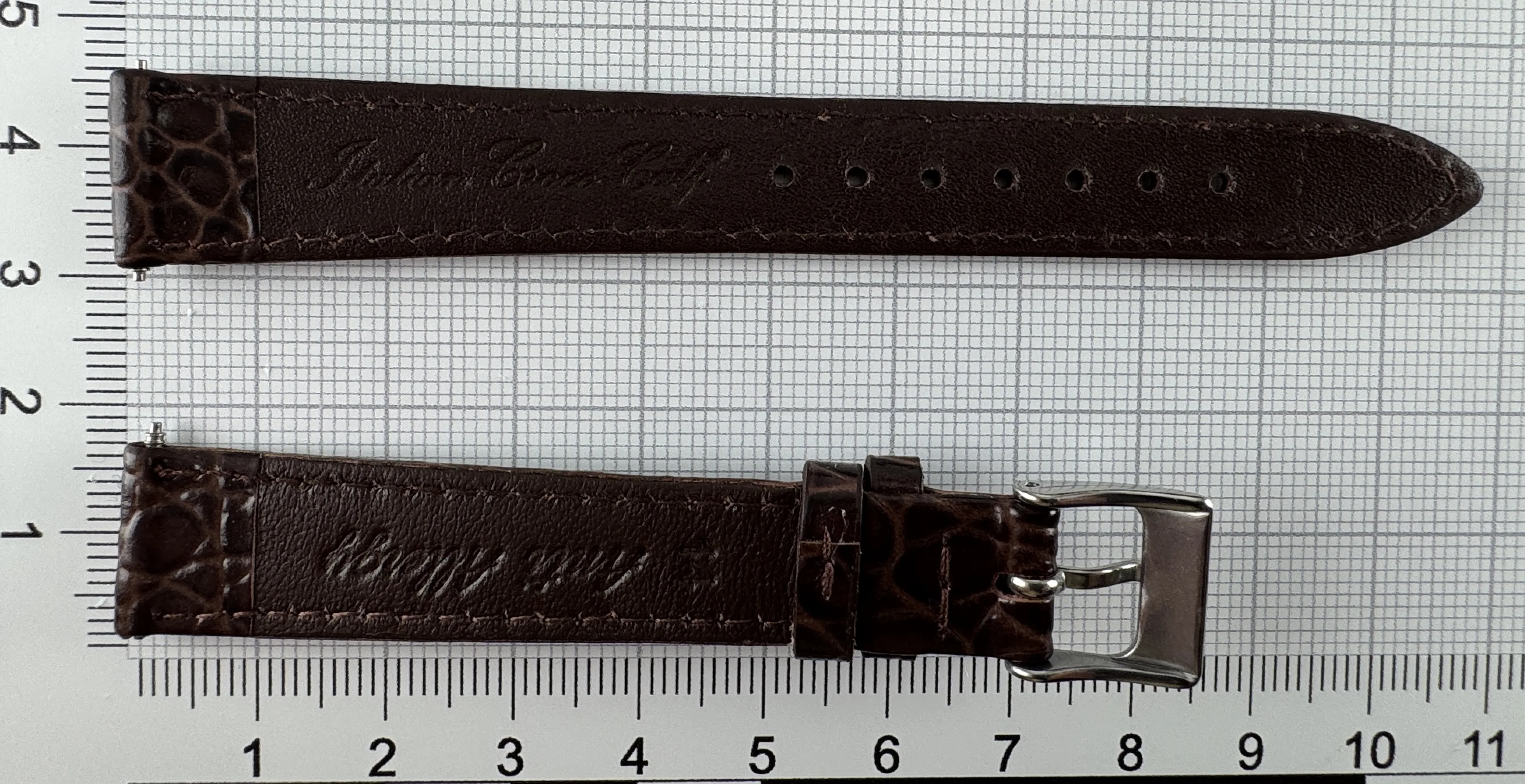 Uhrenarmband Leder 14mm braun - Kalbsleder mit Krokodilstruktur - 12mm Edelstahl