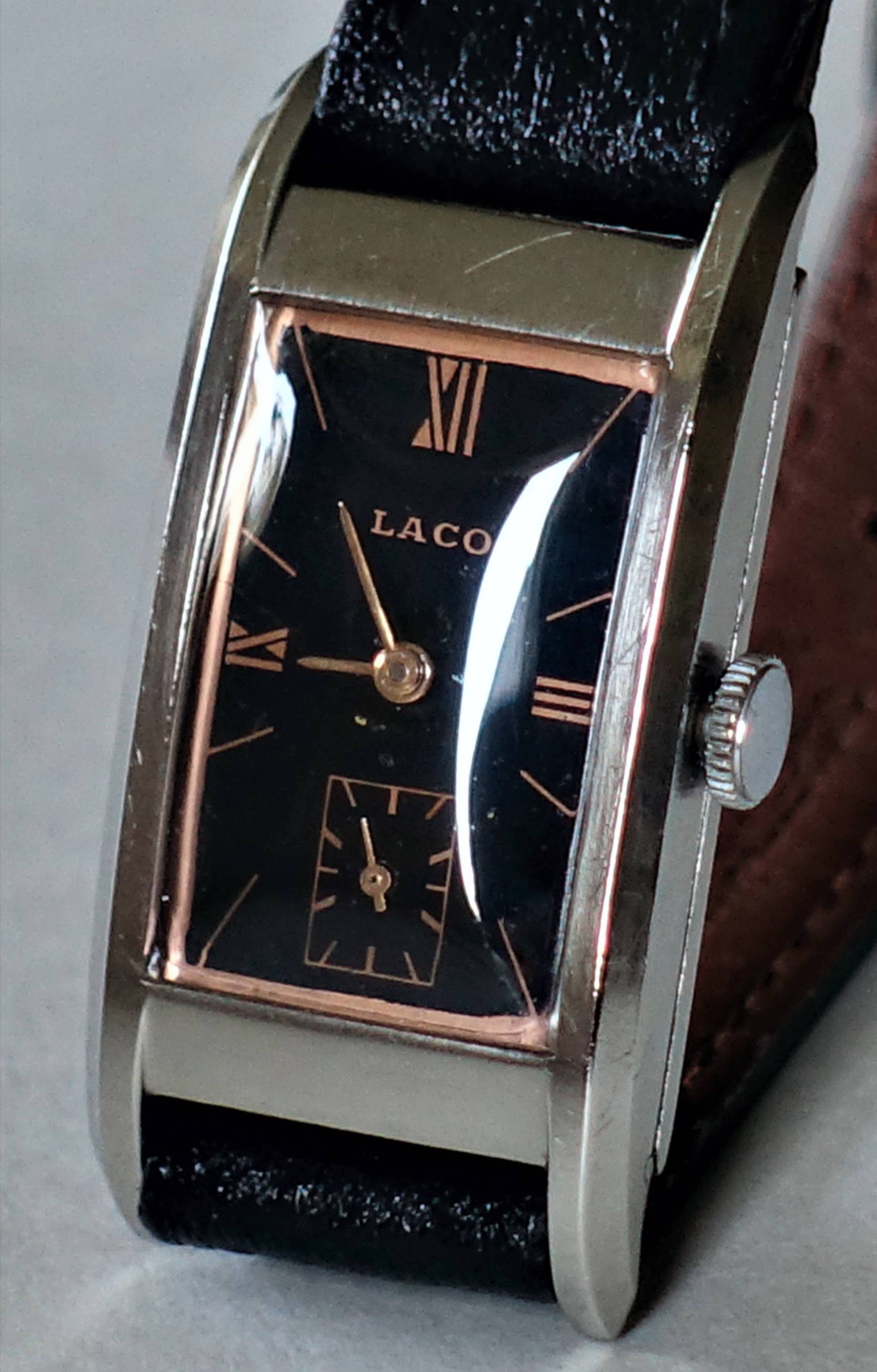 Elegante Vintage LACO Tank-Armbanduhr mit Kaliber Laco 550 – Stilvoller Klassiker der 1950er Jahre