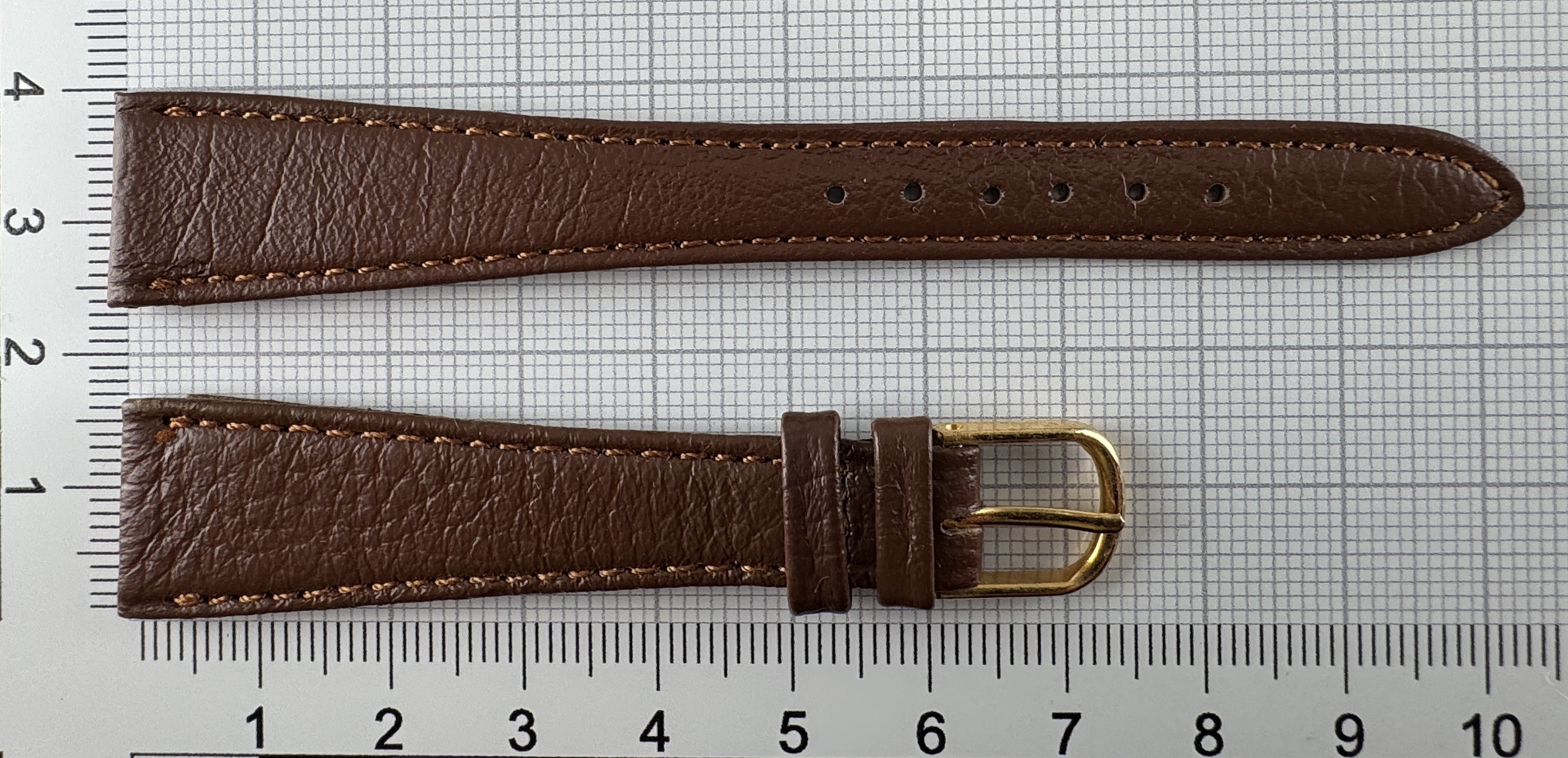 einfaches Damen Uhrenarmband 16mm Echtleder braunes Band goldfarbene Schließe