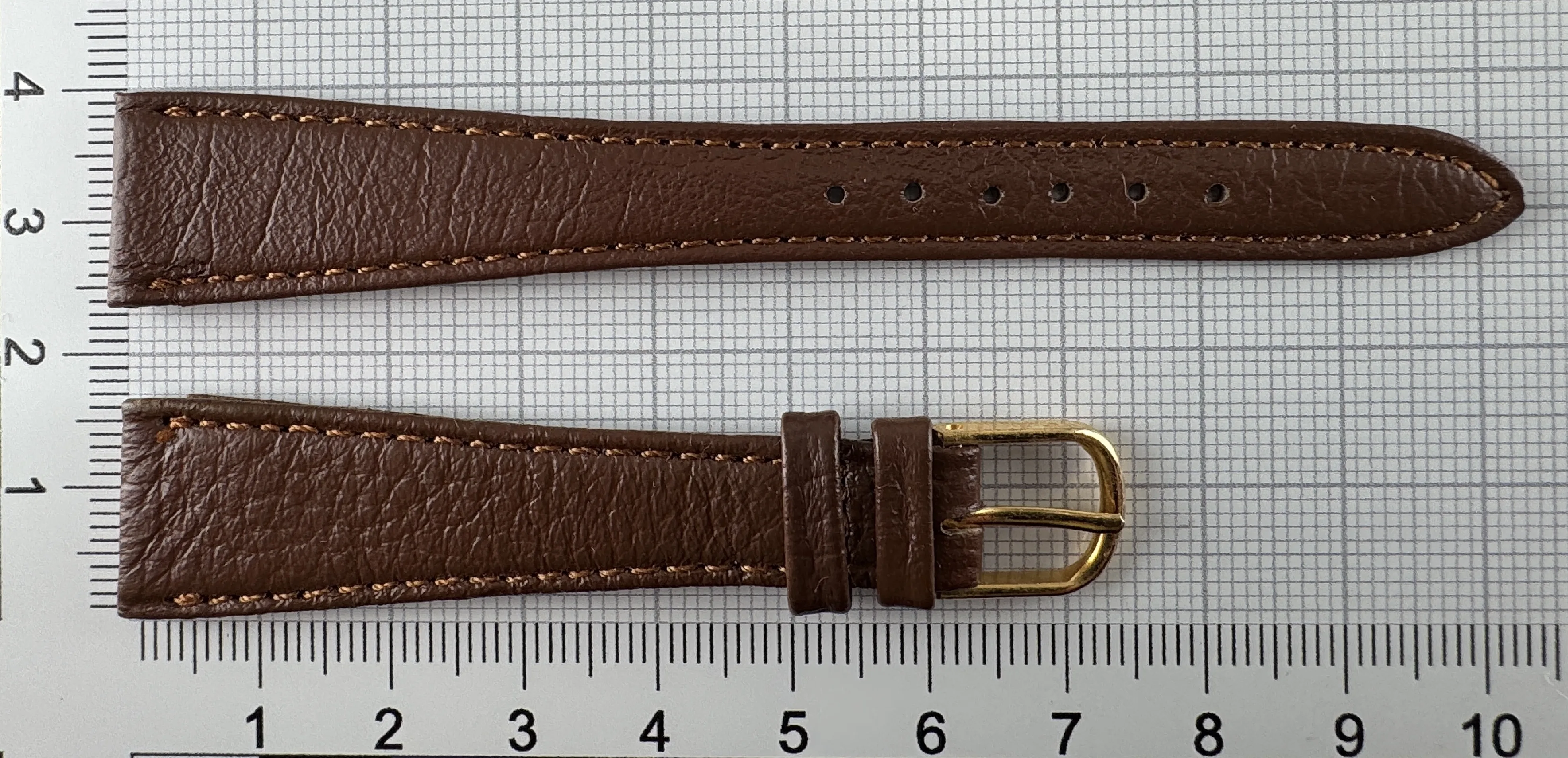 Uhrenarmband Leder 16mm braun - Echtleder - 10mm goldfarben