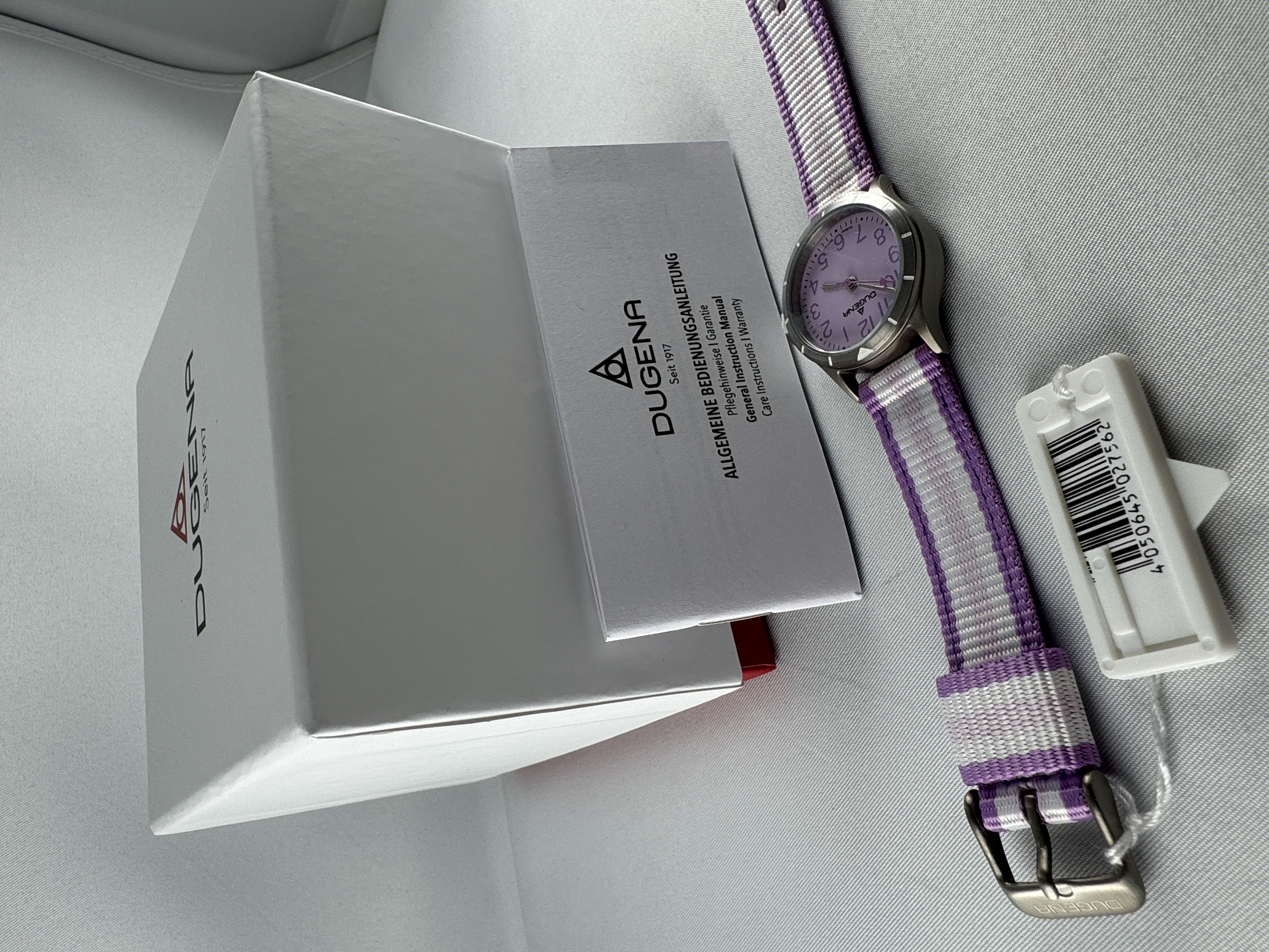 Dugena Kinderuhr 4461151 Mädchen Ansicht mit Originalverpackung und Anleitung