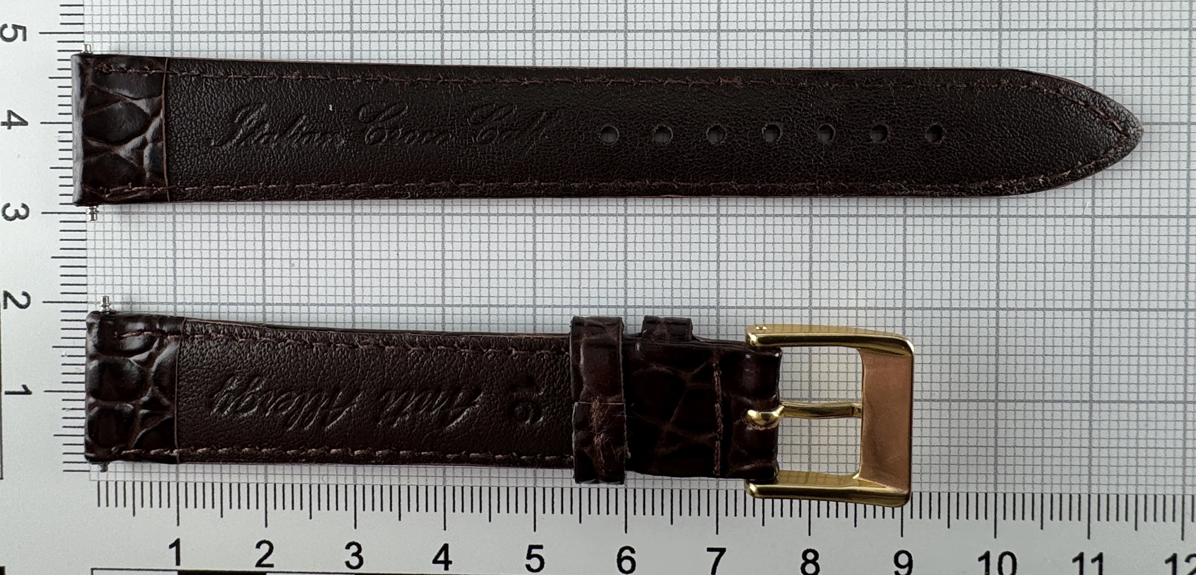 Uhrenarmband Leder 16mm braun - Kalbsleder mit Krokodilstruktur - 14mm vergoldet Uhrenarmband Leder 16mm braun - Kalbsleder mit Krokodilstruktur - 14mm vergoldet