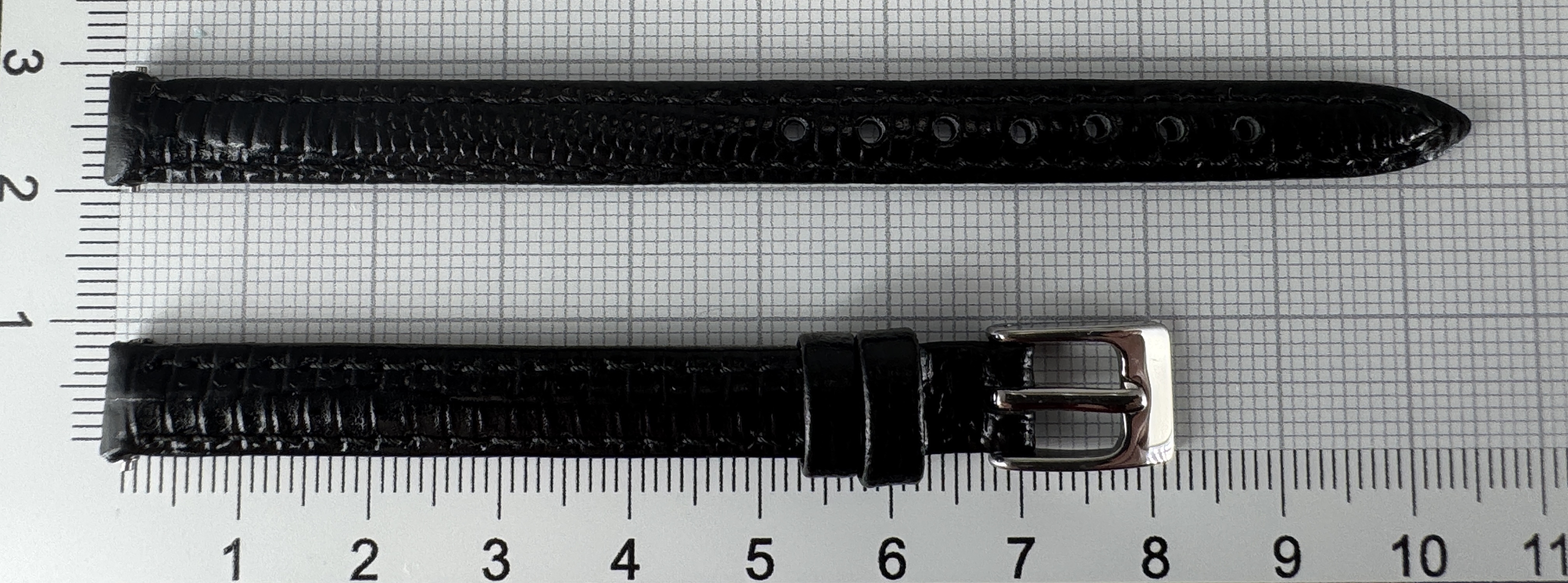 Uhrenarmband Leder 8mm schwarz silber Eidechsenstruktur